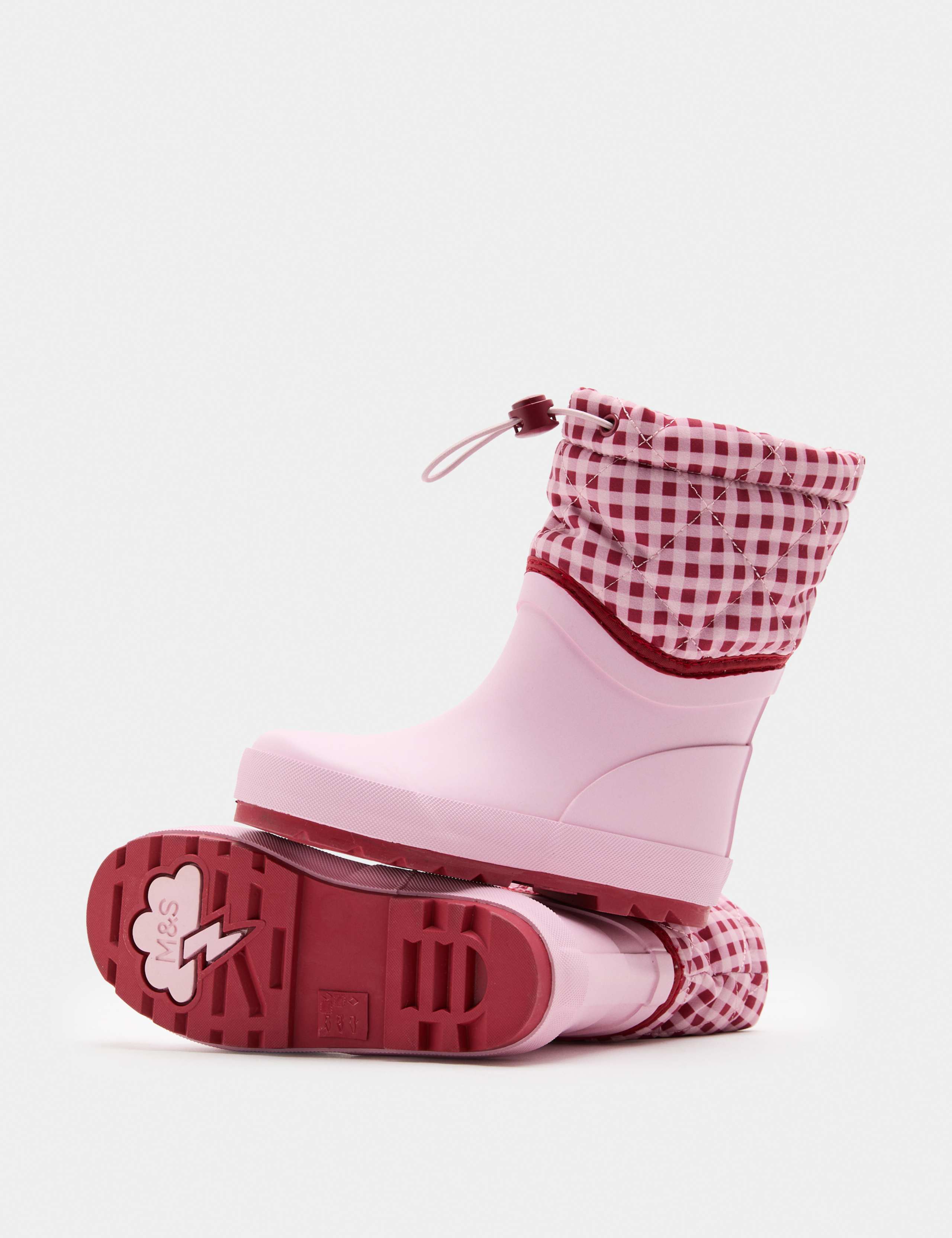 Kids' Quilted Check Cuff Wellies (4 Small-2 Large)