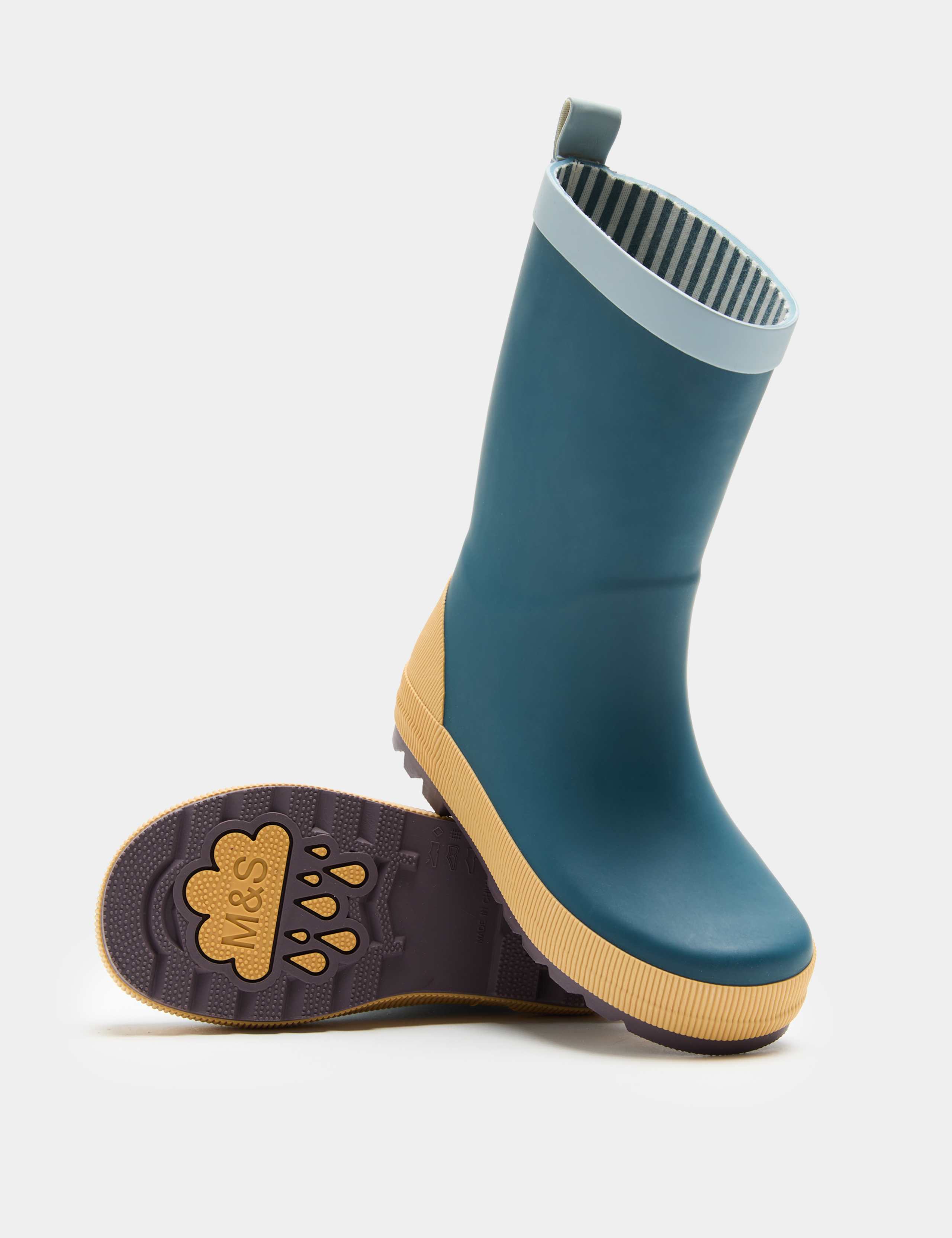Kids' Colour Block Ribbed Wellies (4 Small - 2 Large)