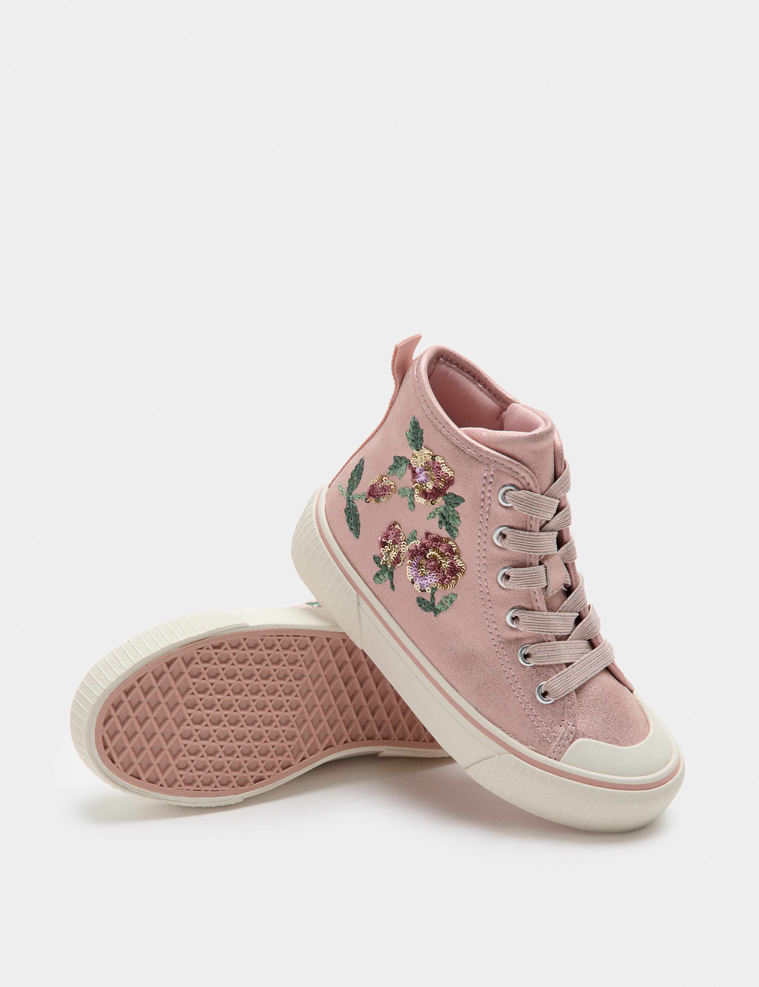 Sparkly Floral High Top Trainers (4 Small-2 Large)