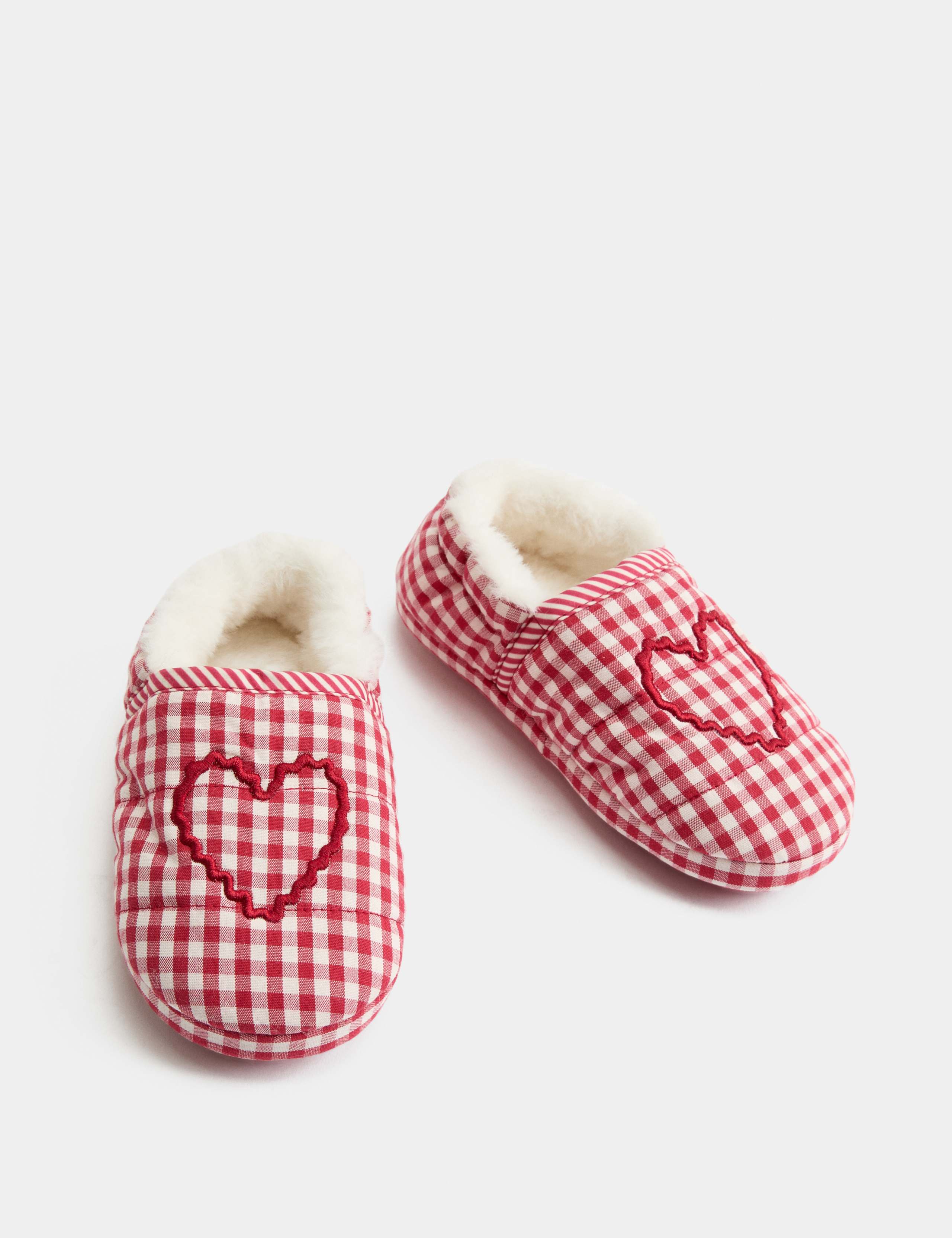 Kids' Checked Heart Elastic Back Slippers (4 Small - 2 Large)