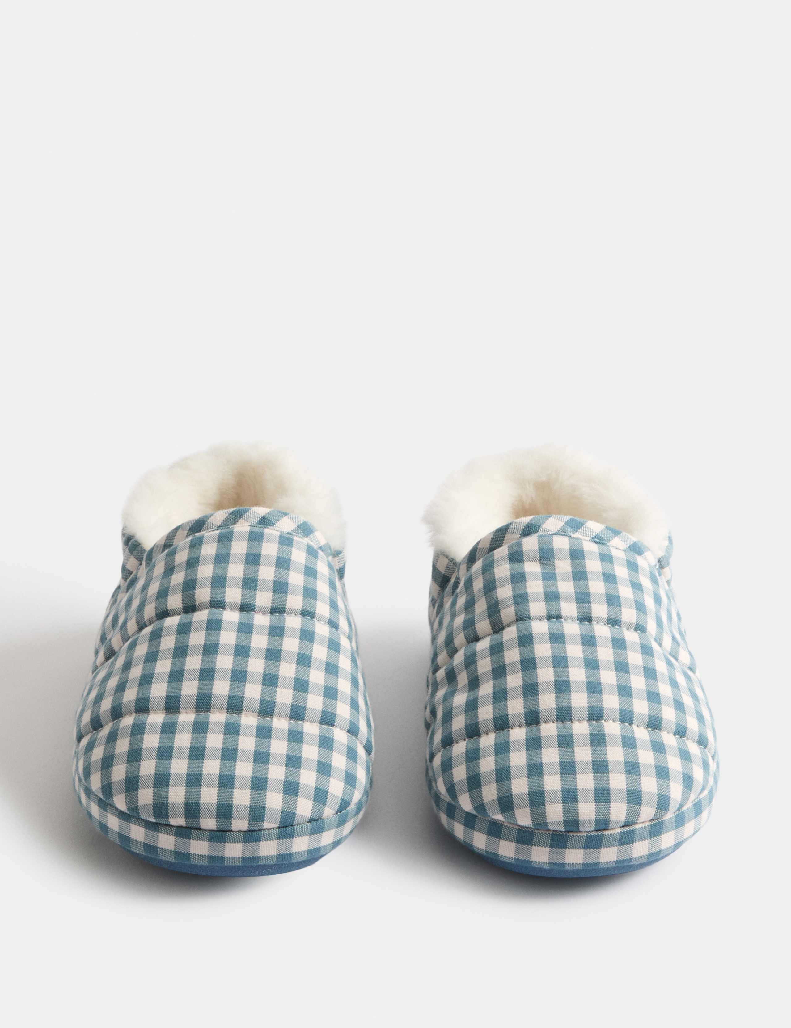 Kids' Checked Heart Elastic Back Slippers (4 Small - 2 Large)
