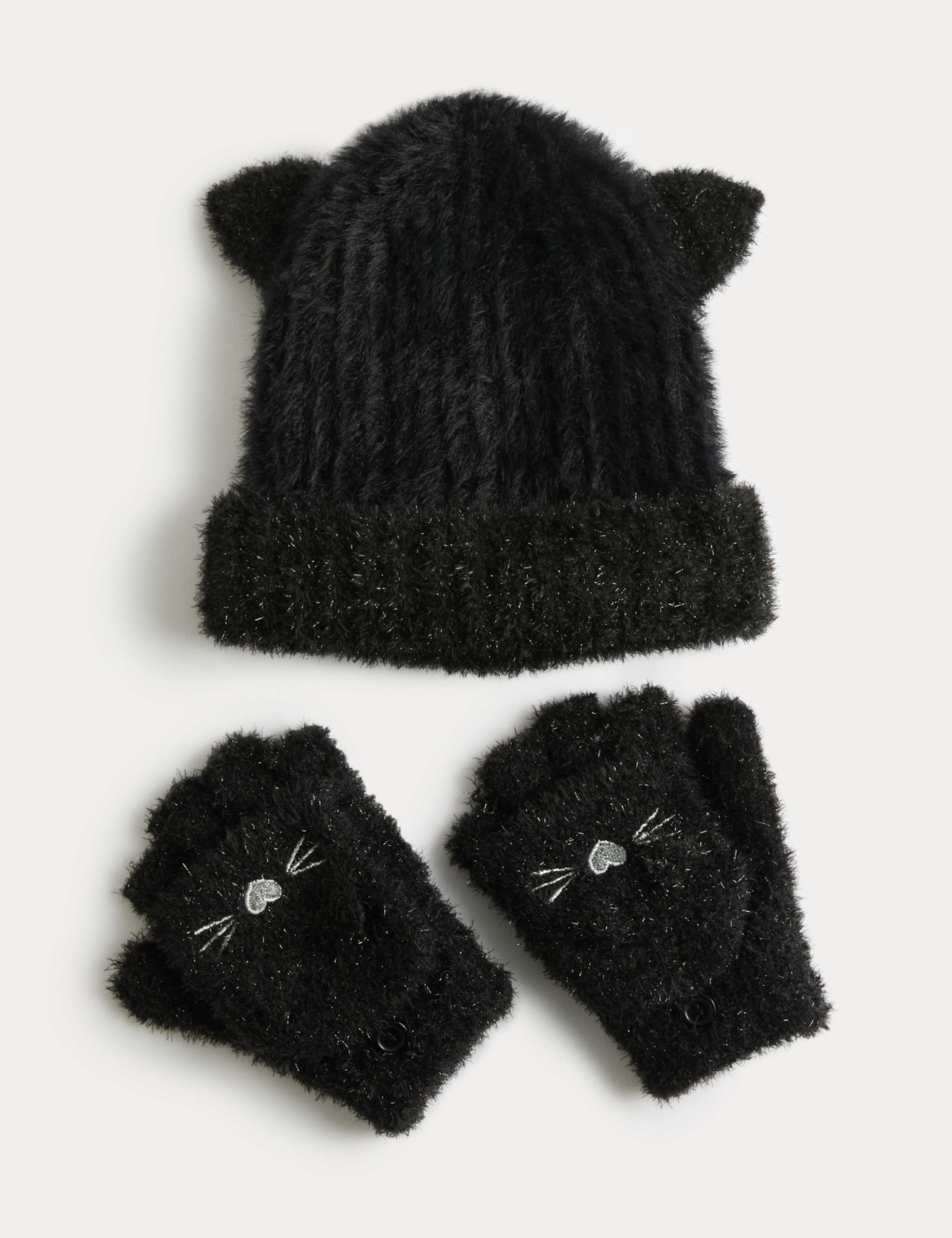 Kids' Cat Flip Top Hat and Glove Set (3-13 Yrs)