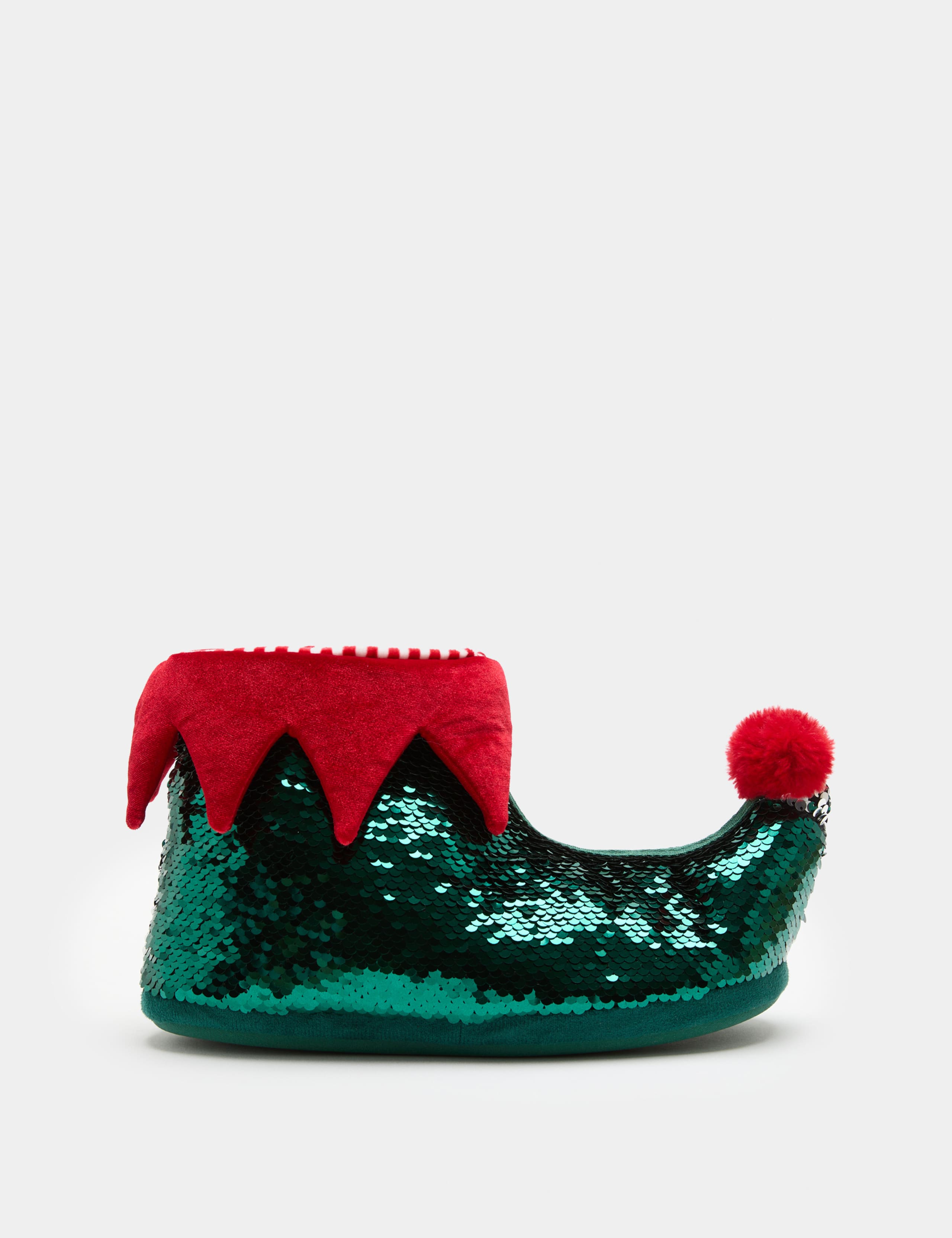 Kids' Christmas Sequin Elf Slipper Boots (10 Small-7 Large)