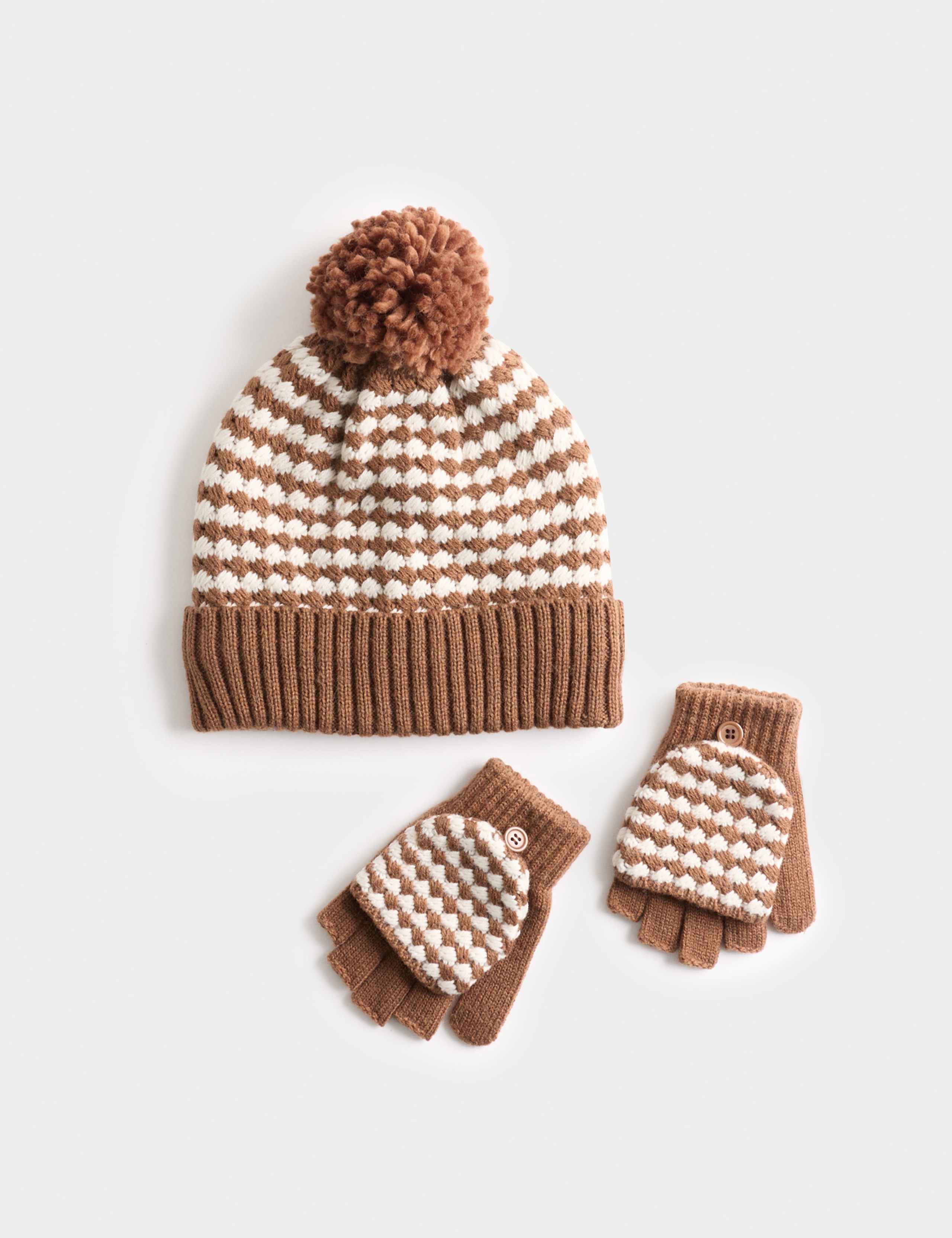 Kids' Checked Pom Hat and Flip Top Set (3-13 Yrs)