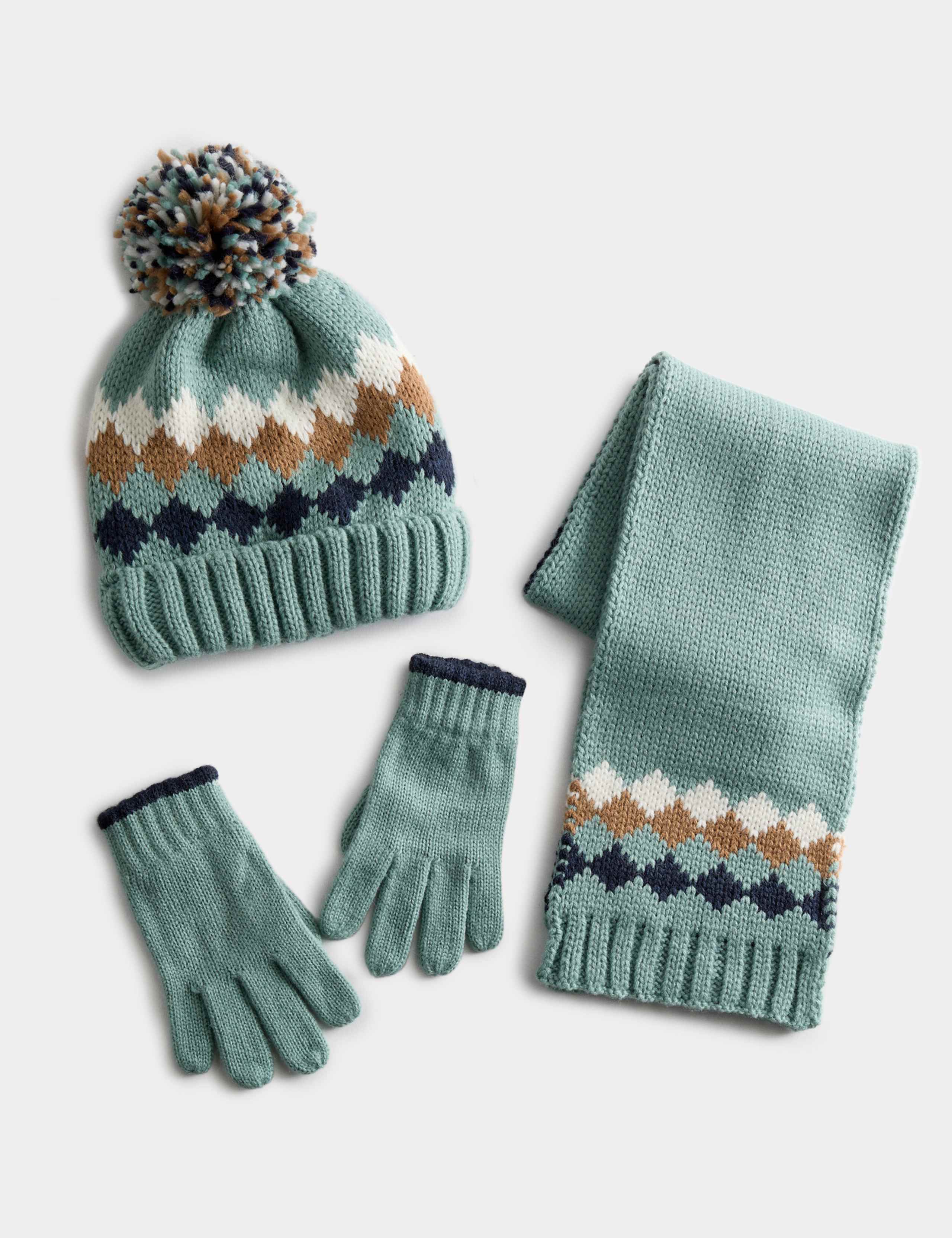 Kids' Diamond Hat, Scarf and Glove Set (3-13 Yrs)