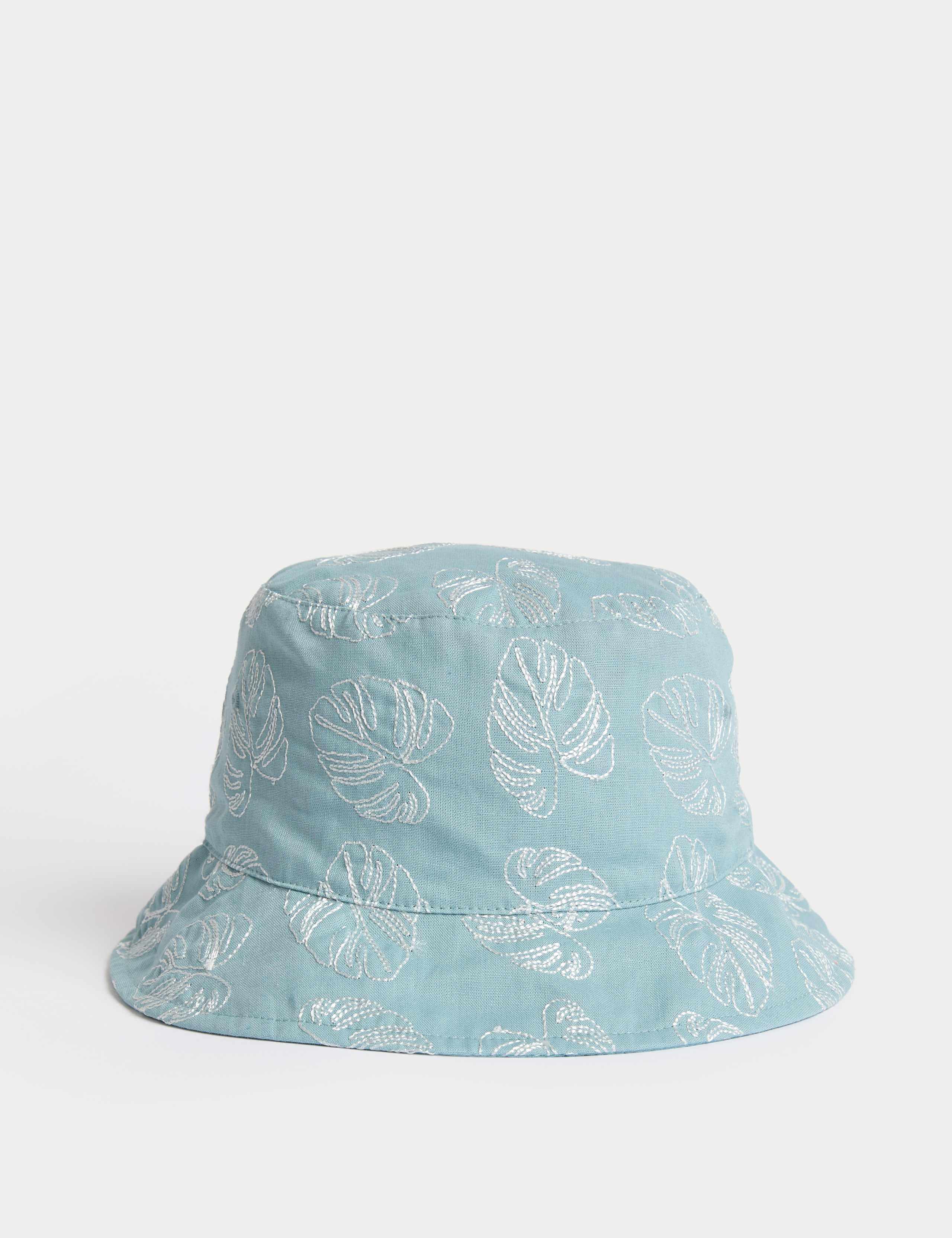 Kids' Cotton Rich Embroidered Leaf Sun Hat (1-13 Yrs)