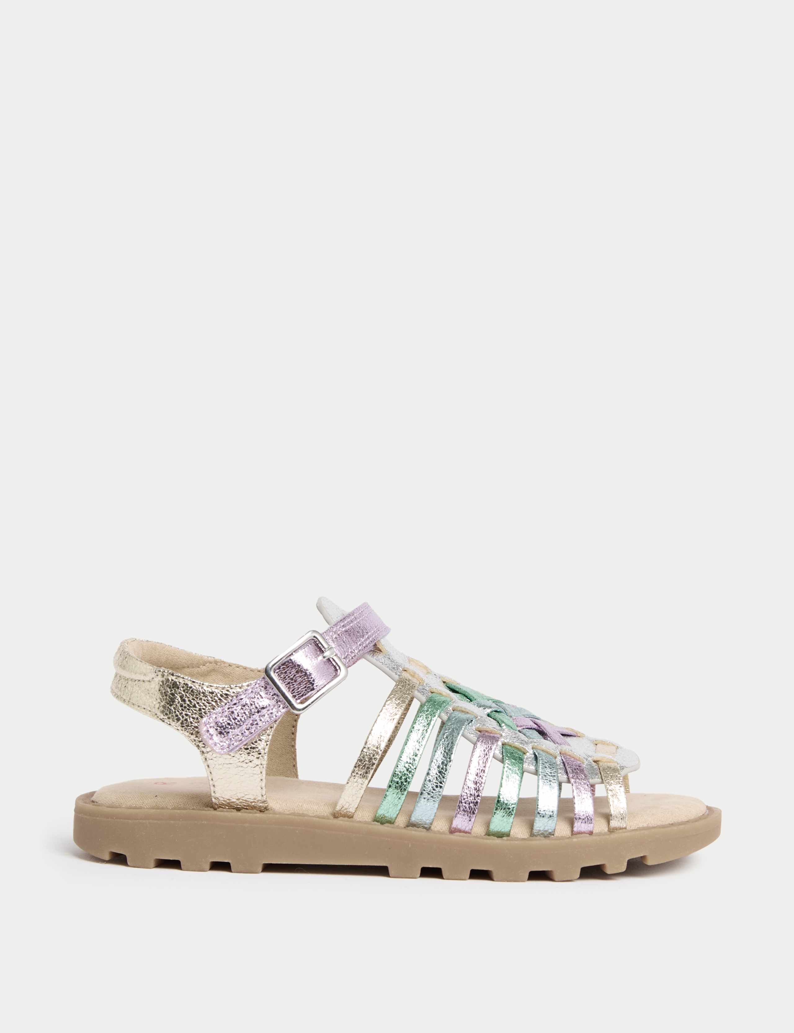 Kids' Metallic Strappy Sandals (4 Small-2 Large)
