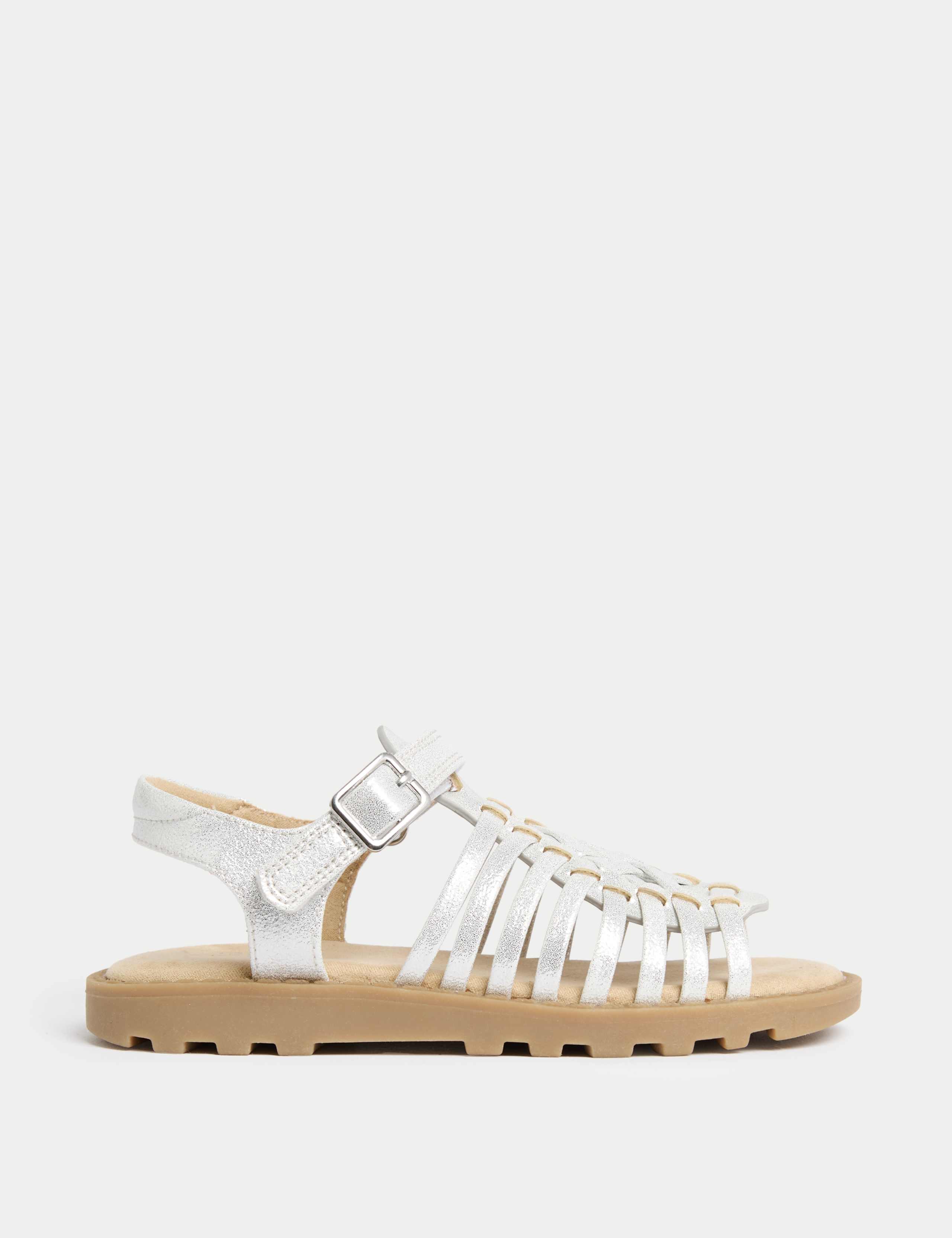 Kids' Metallic Strappy Sandals (4 Small-2 Large)