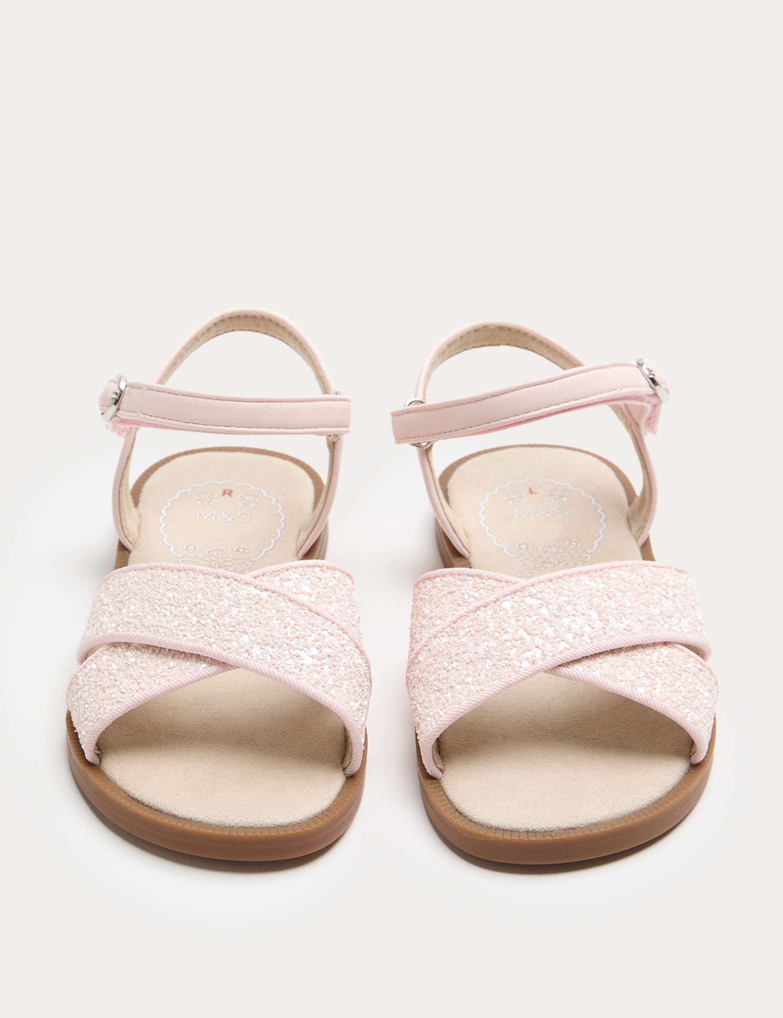 Kids' Glitter Cross Strap Sandals (4 Small-2 Large)