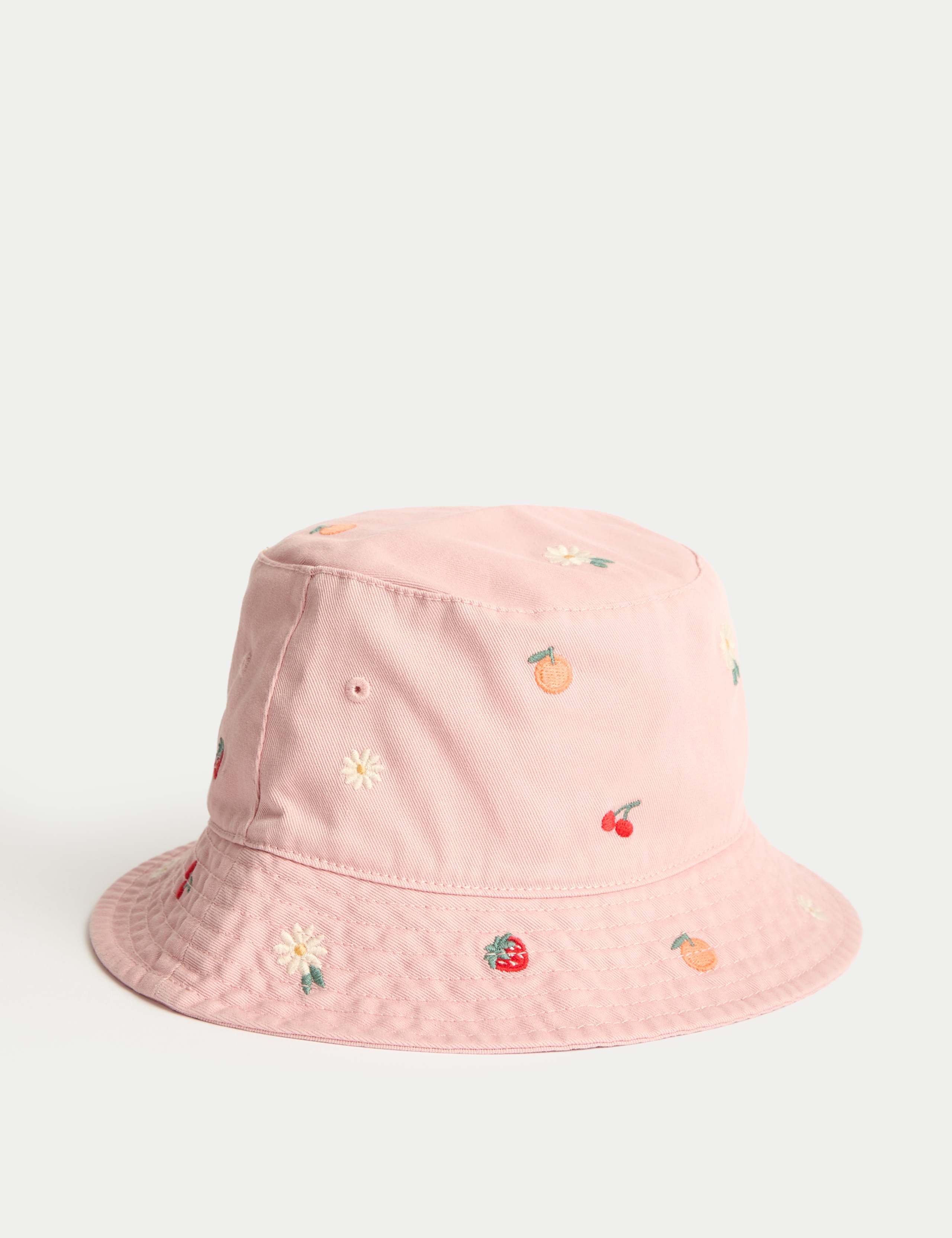 Kids' Pure Cotton Embroidered Bucket Hat (1-13 Yrs)