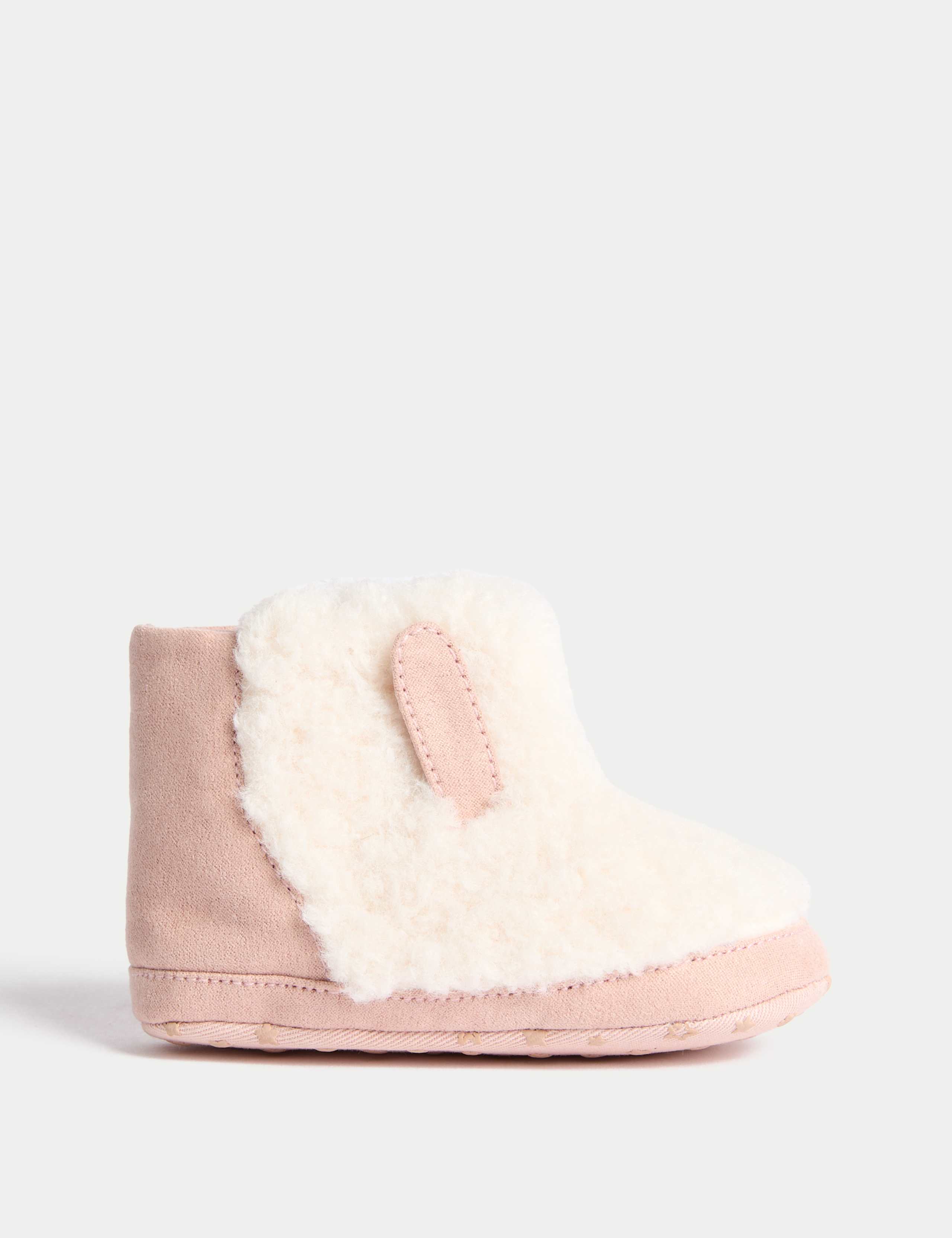 Baby Riptape Faux Fur Pram Shoes (0-18 Months)
