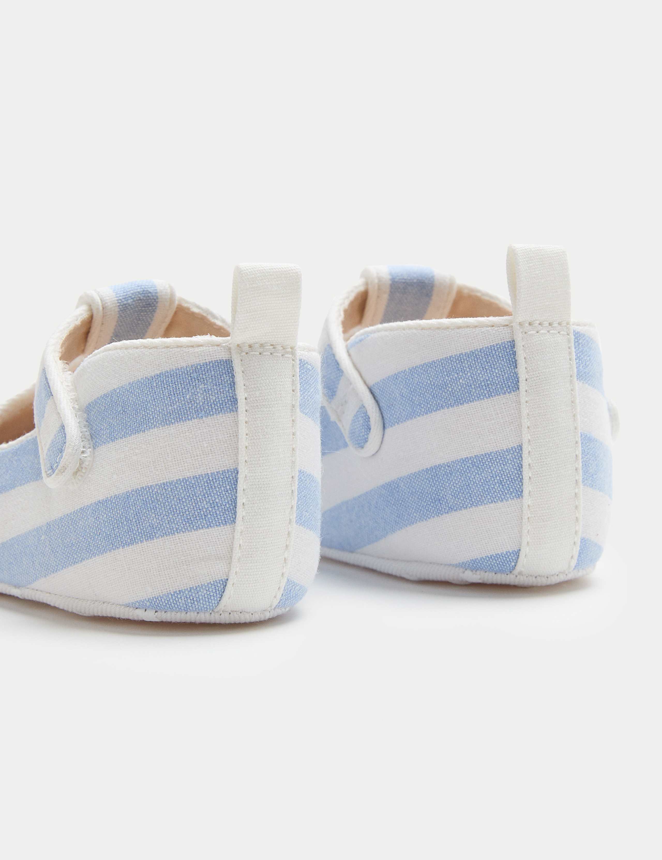 Baby Stripe T-Bar Pram Shoes (0-18 Months)