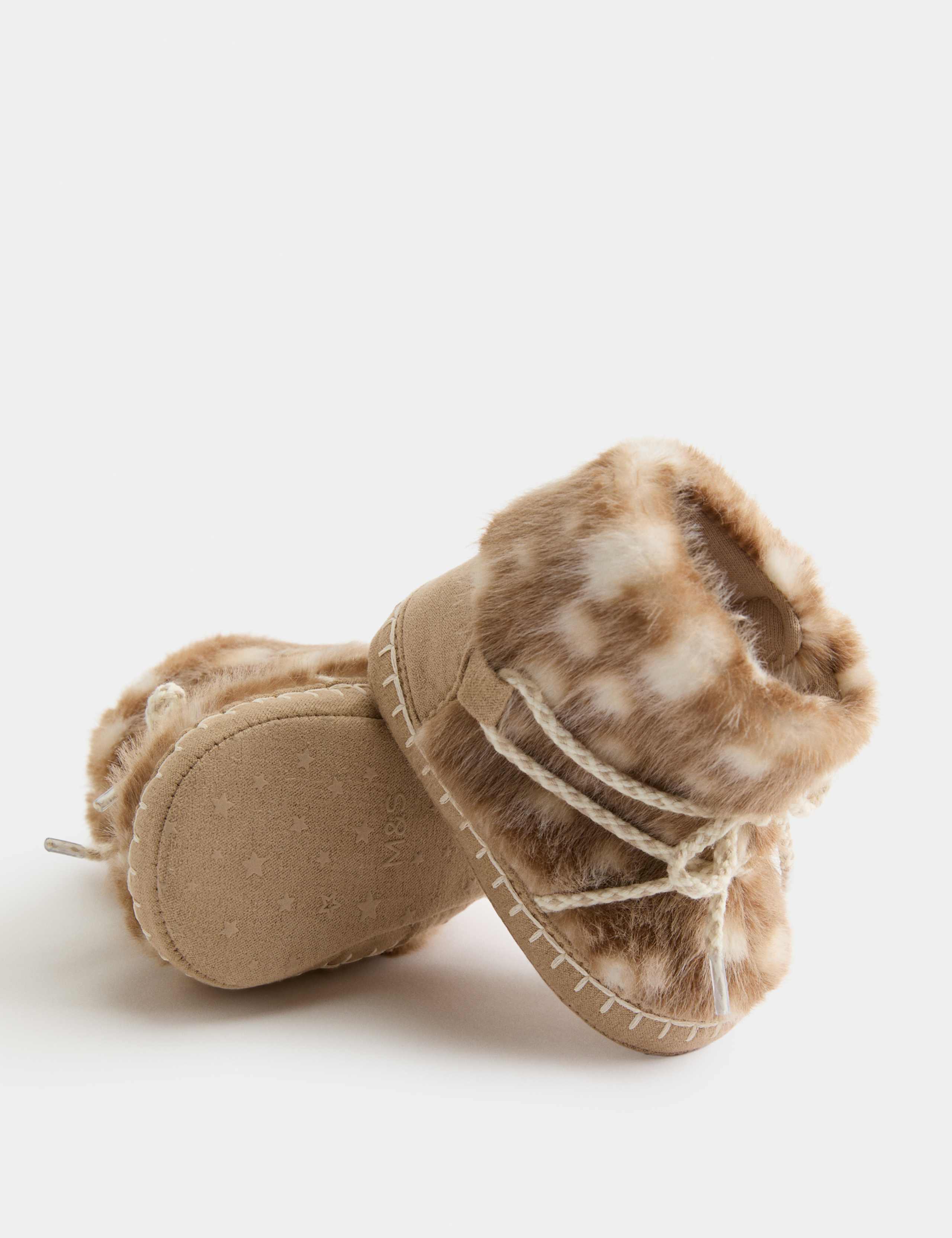 Baby Faux Fur Doe Print Boots (0-18 Mths)