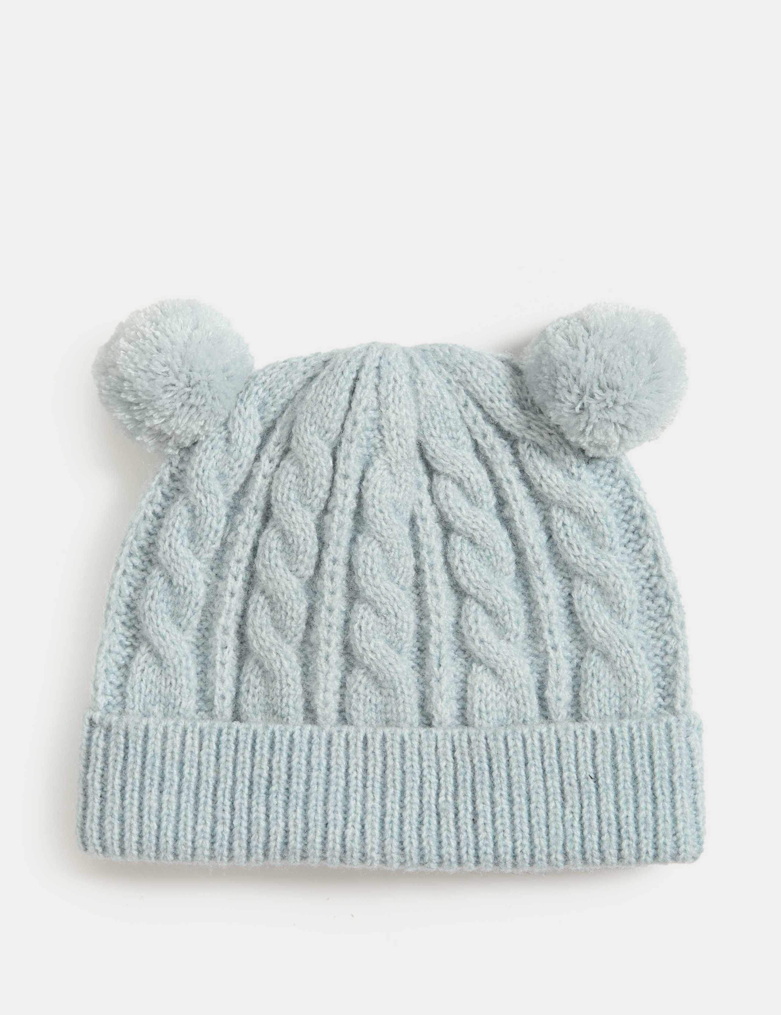 Baby Cable Double Pom Hat (0-3 Yrs)