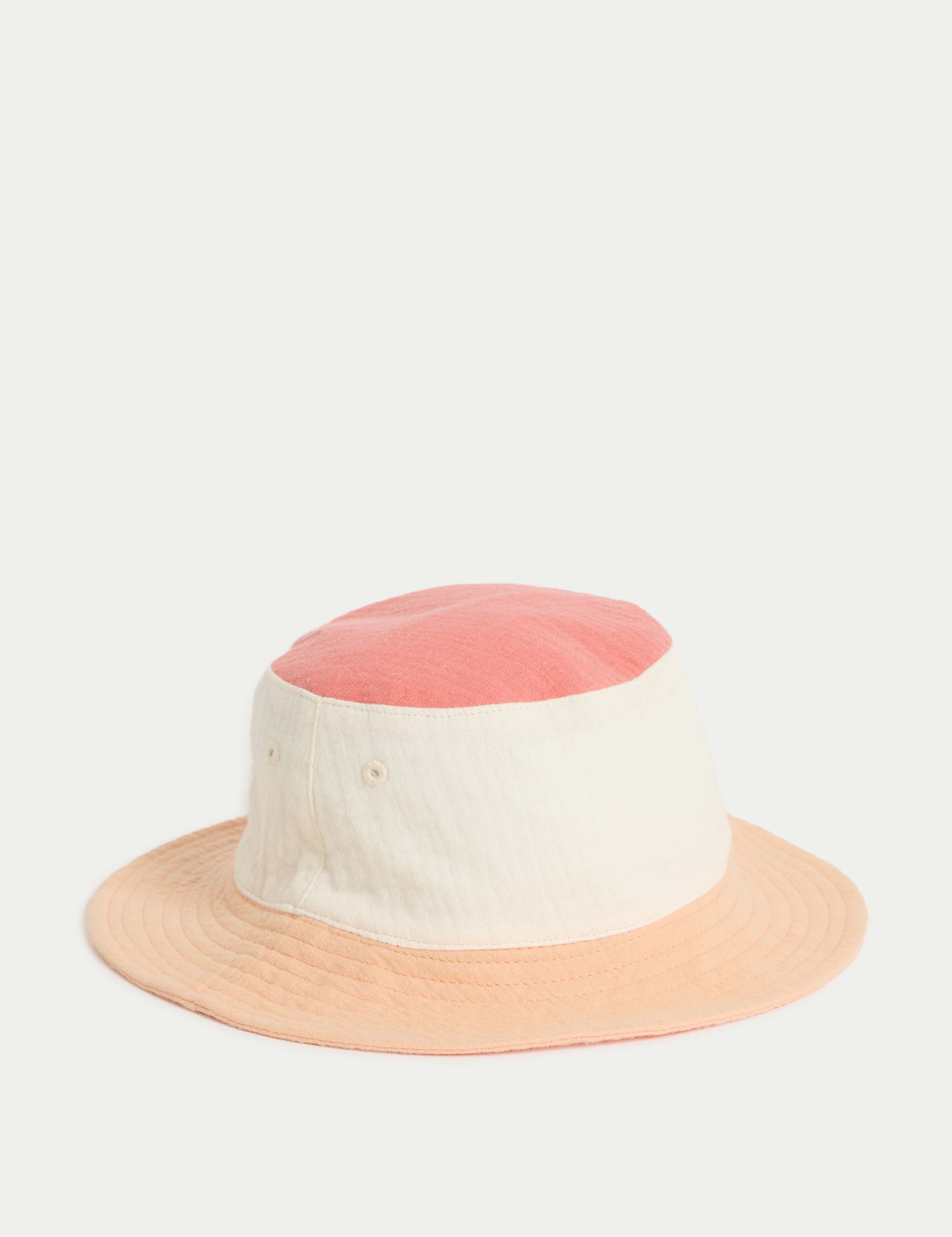 Kids' Pure Cotton Colour Block Bucket Hat (0-3 Yrs)
