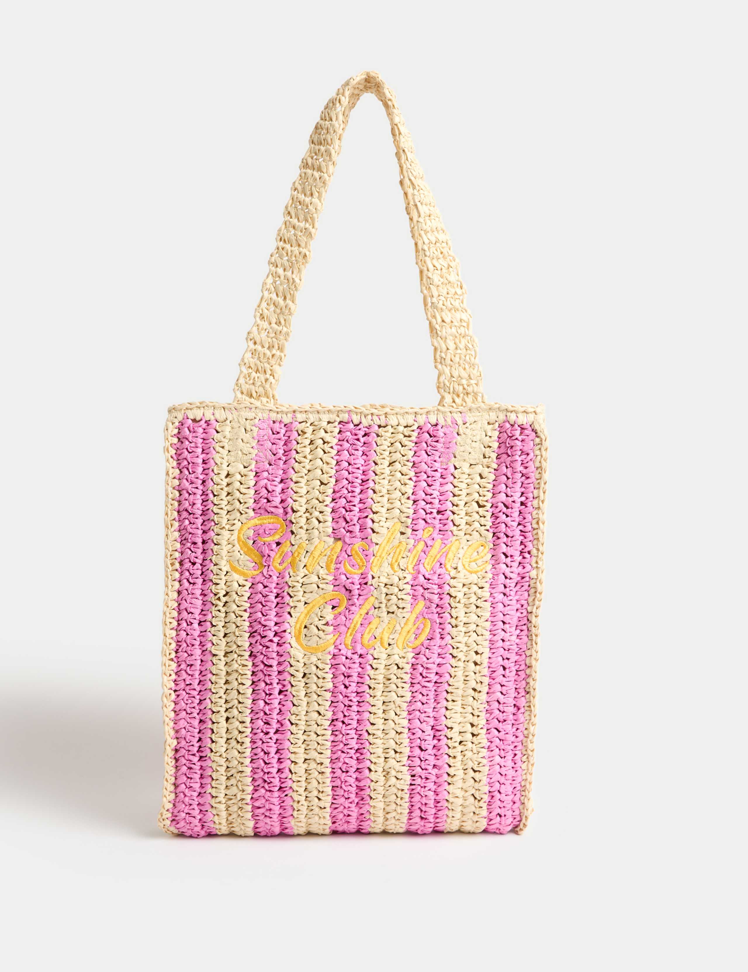 Kids Stripe Straw Shopper Bag