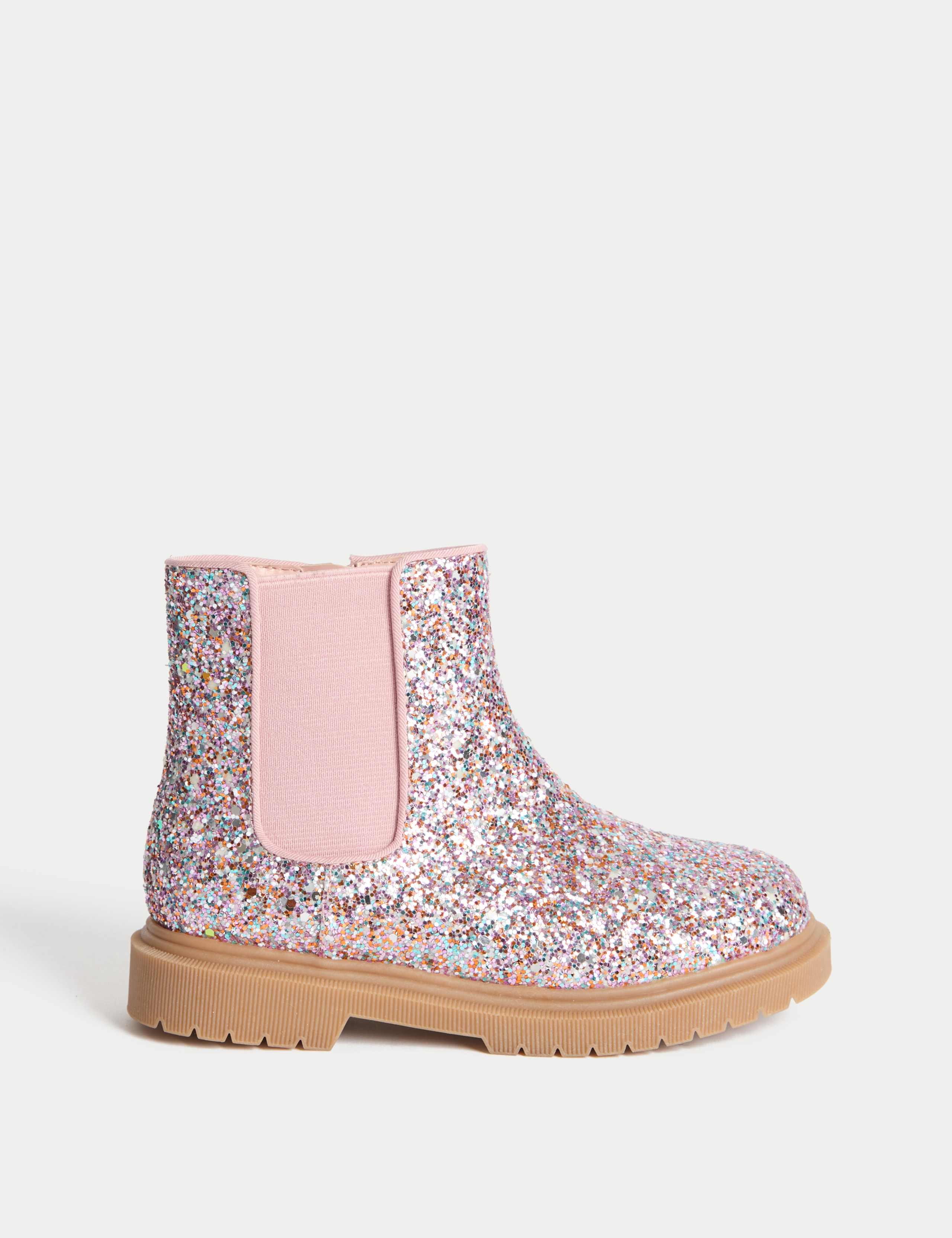 Kids Glitter Chelsea Boots (4 Small - 2 Large)