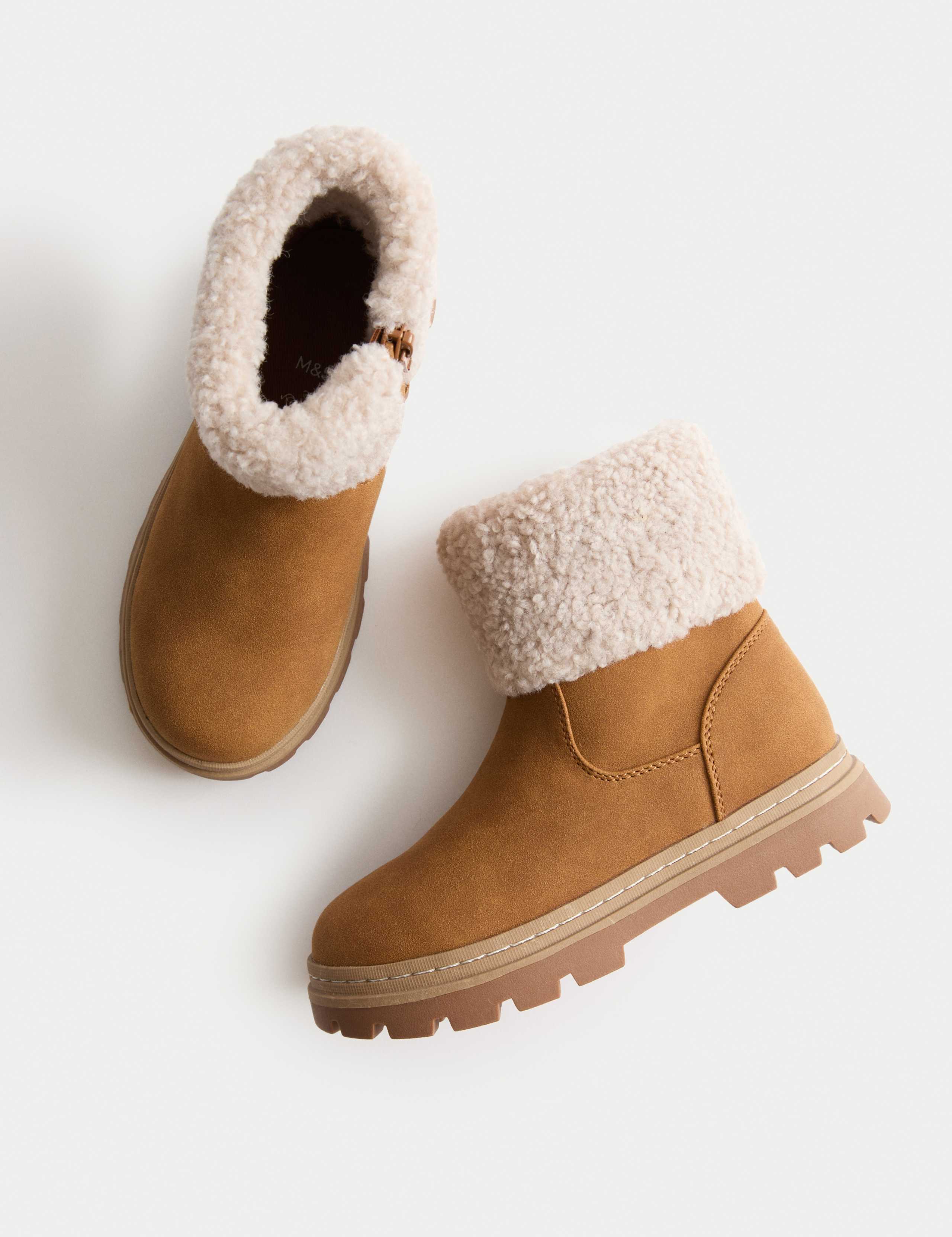 Kids' Borg Cuff Ankle Boots (4 Small - 2 Large)