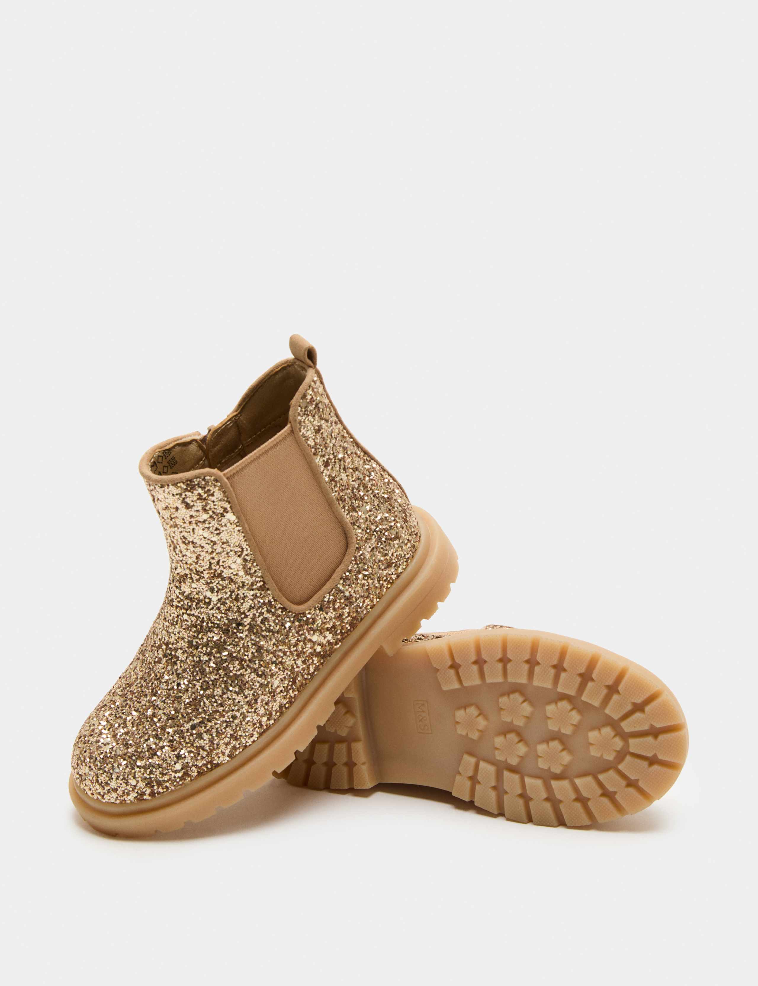 Kids' Glitter Chelsea Boots (4 Small-2 Large)