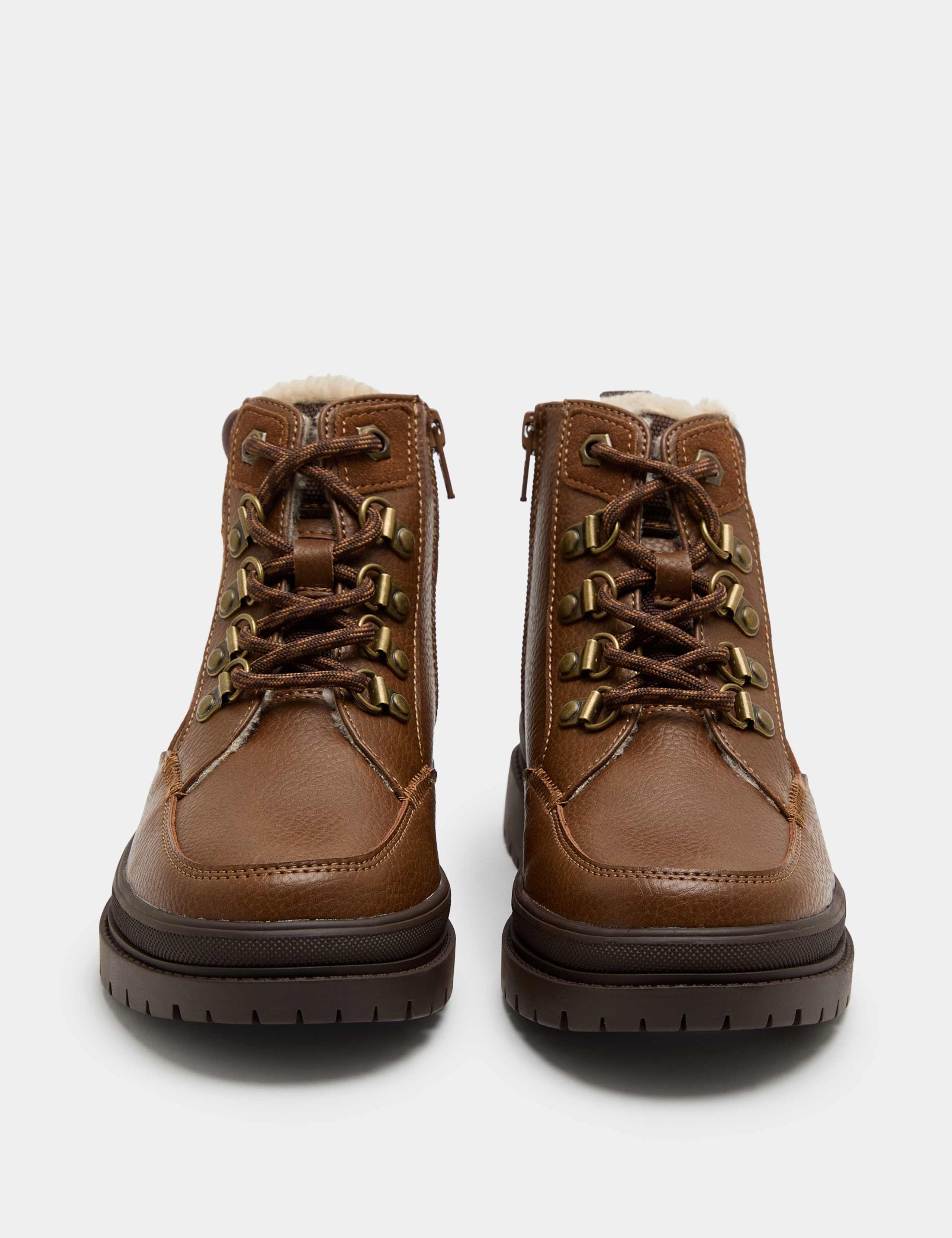 Kids' Lace Up Warm Lined Hiker Boots (6 Small - 4 Large)