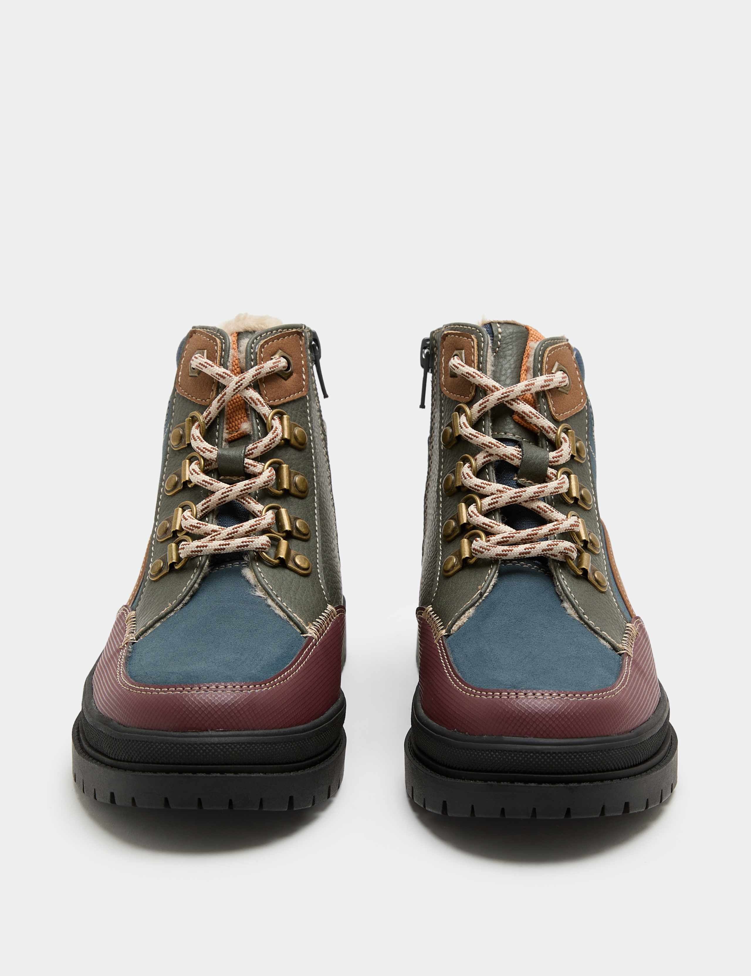 Kids' Colour Block Lace Up Hiker Boots (6 Small-4 Large)