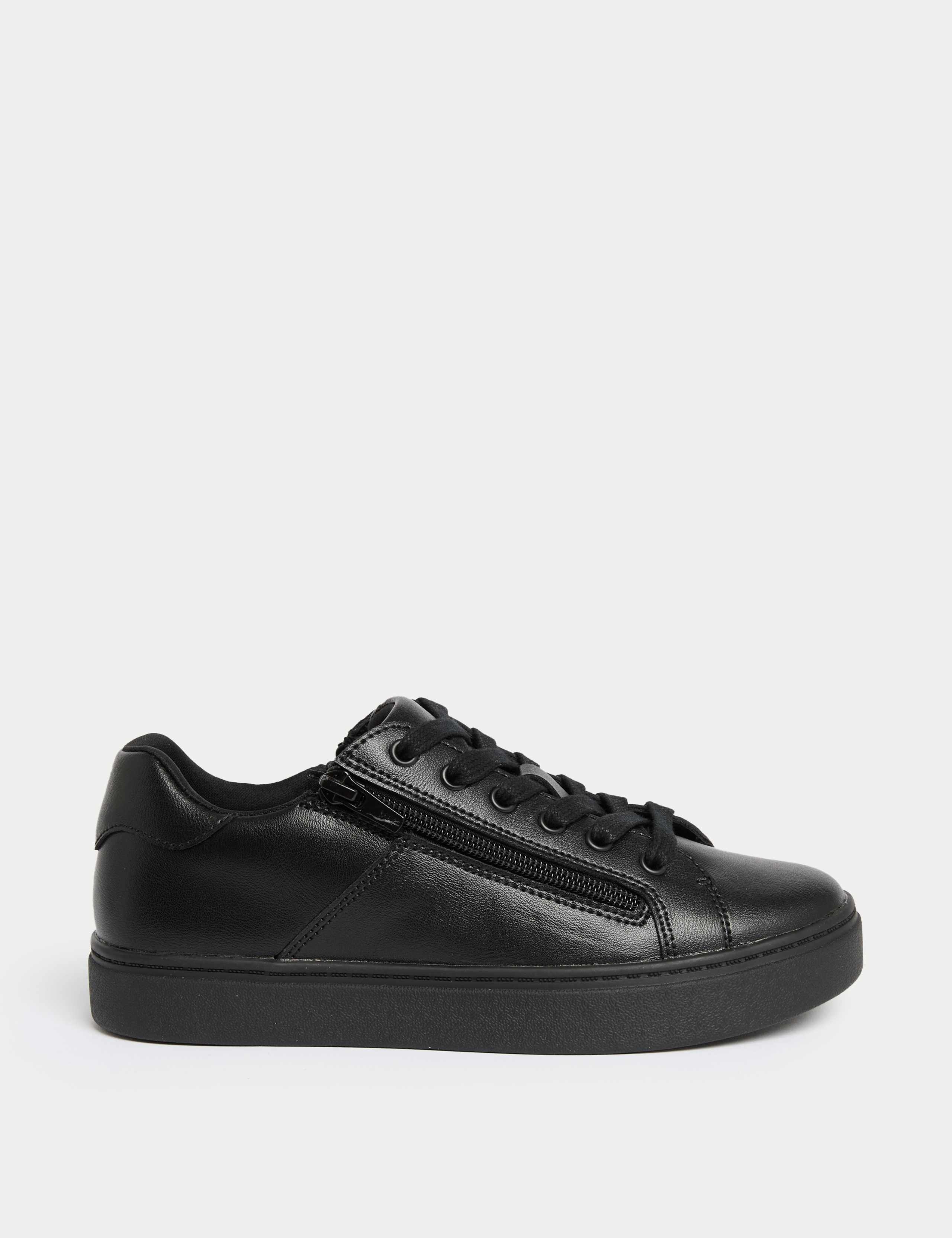 Kids' Leather Side Zip School Shoes (13 Small-9 Large)