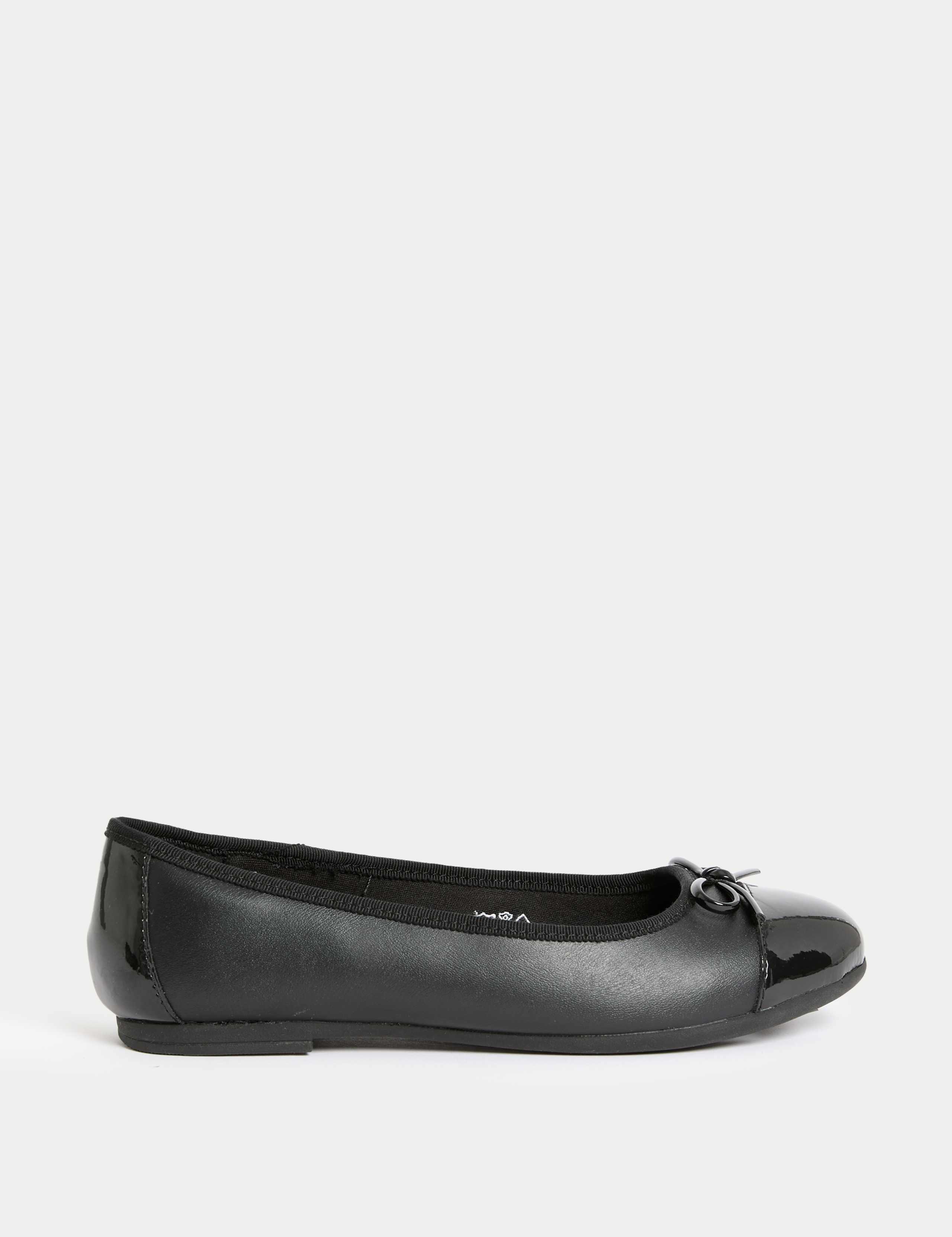 Kids' Leather Bow Ballet School Shoes (13 Small - 7 Large)