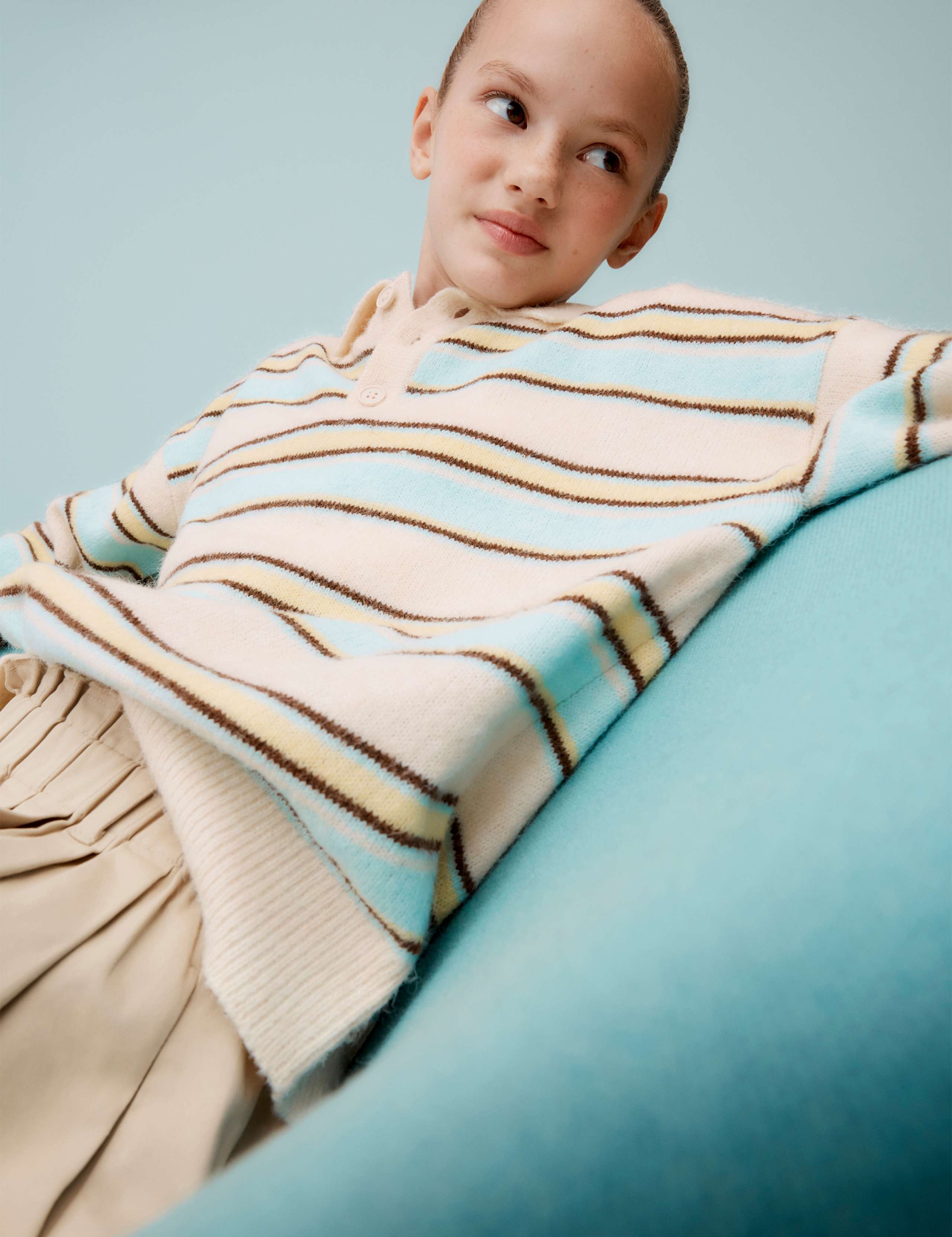 Rugby Style Striped Knitted Jumper (6-16 Yrs)