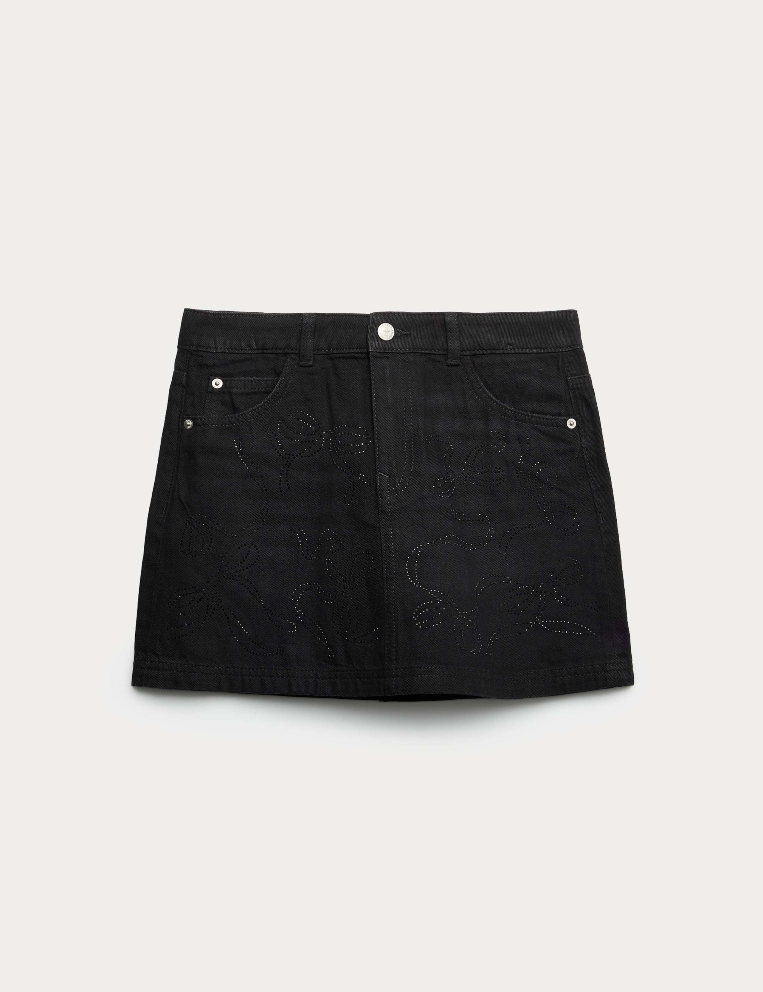 Pure Cotton Diamante Denim Skirt (6-16 Yrs)