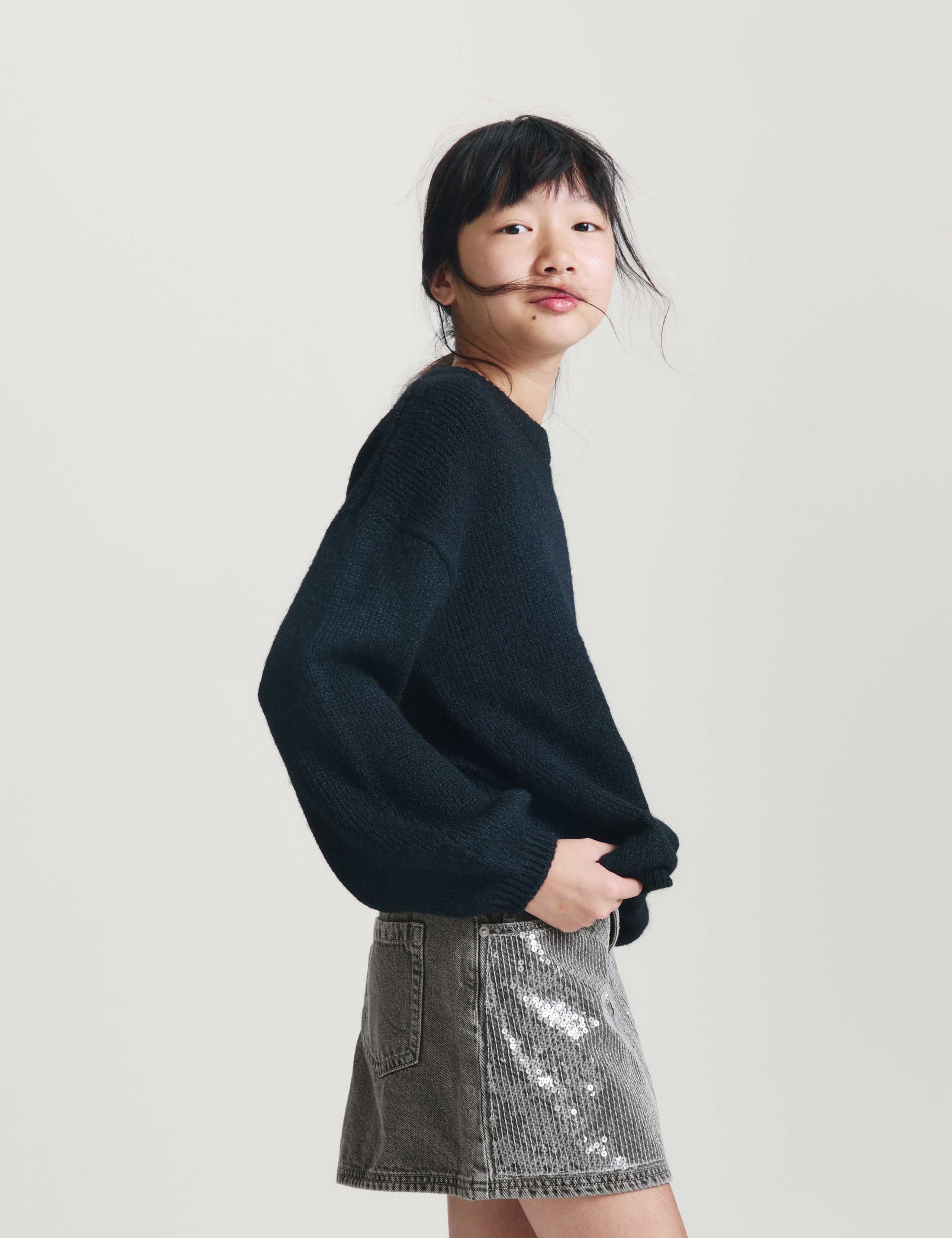 Denim Sequin Mini Skirt (6-16 Yrs)