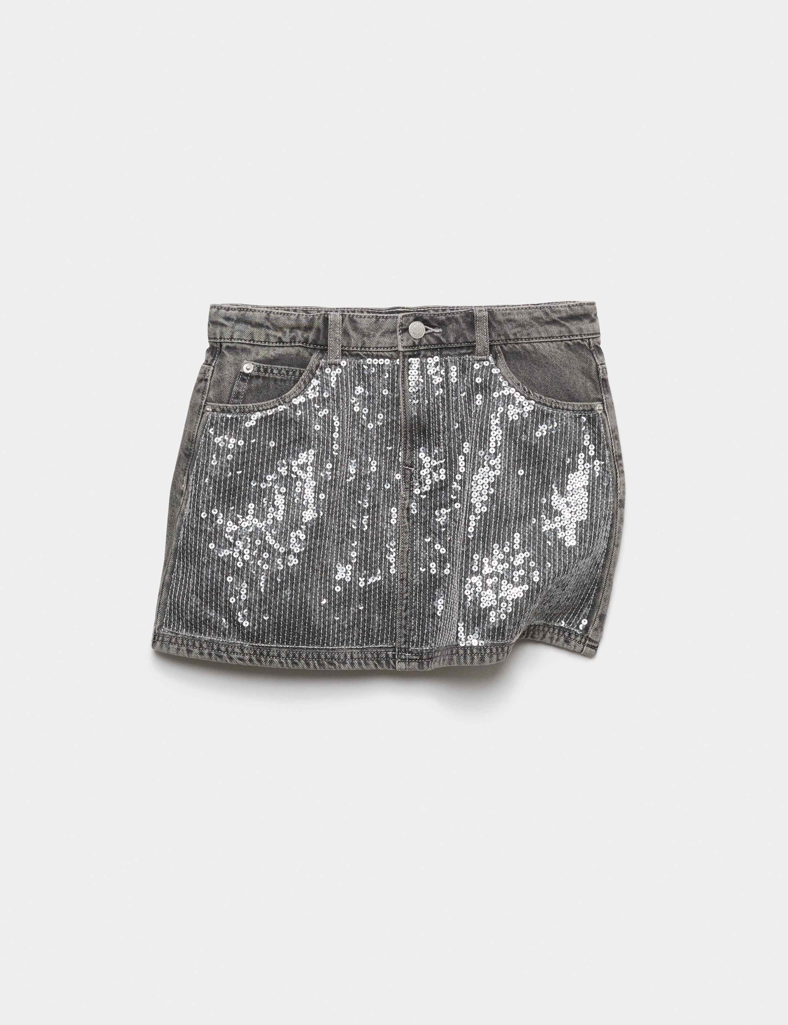 Denim Sequin Mini Skirt (6-16 Yrs)