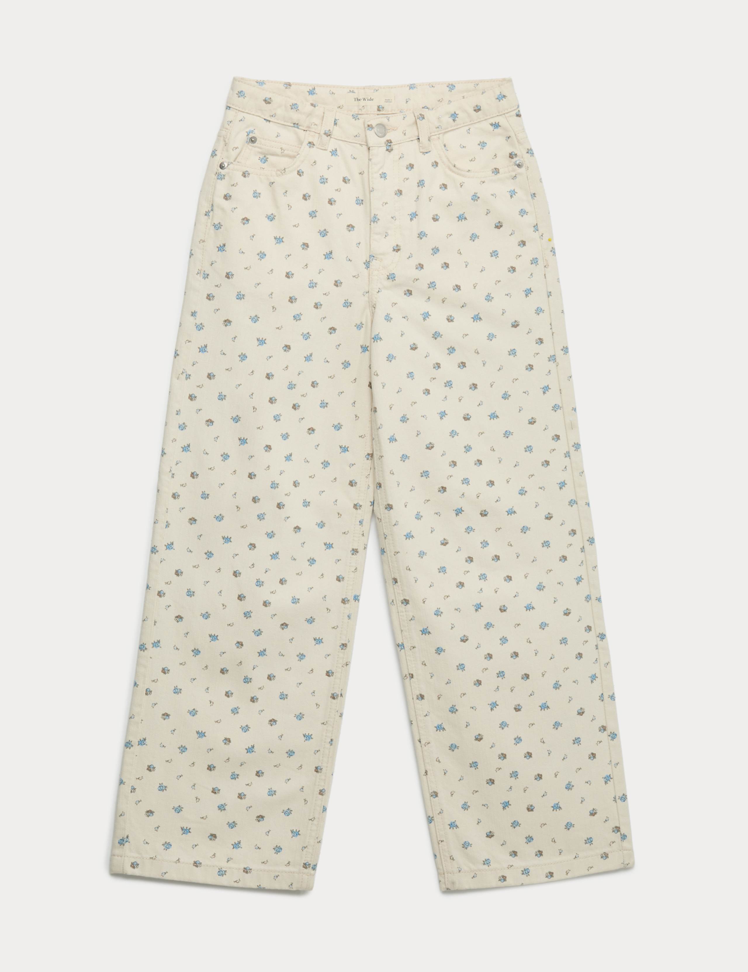 Pure Cotton Wide Leg Ditsy Print Jeans (6-16 Years)