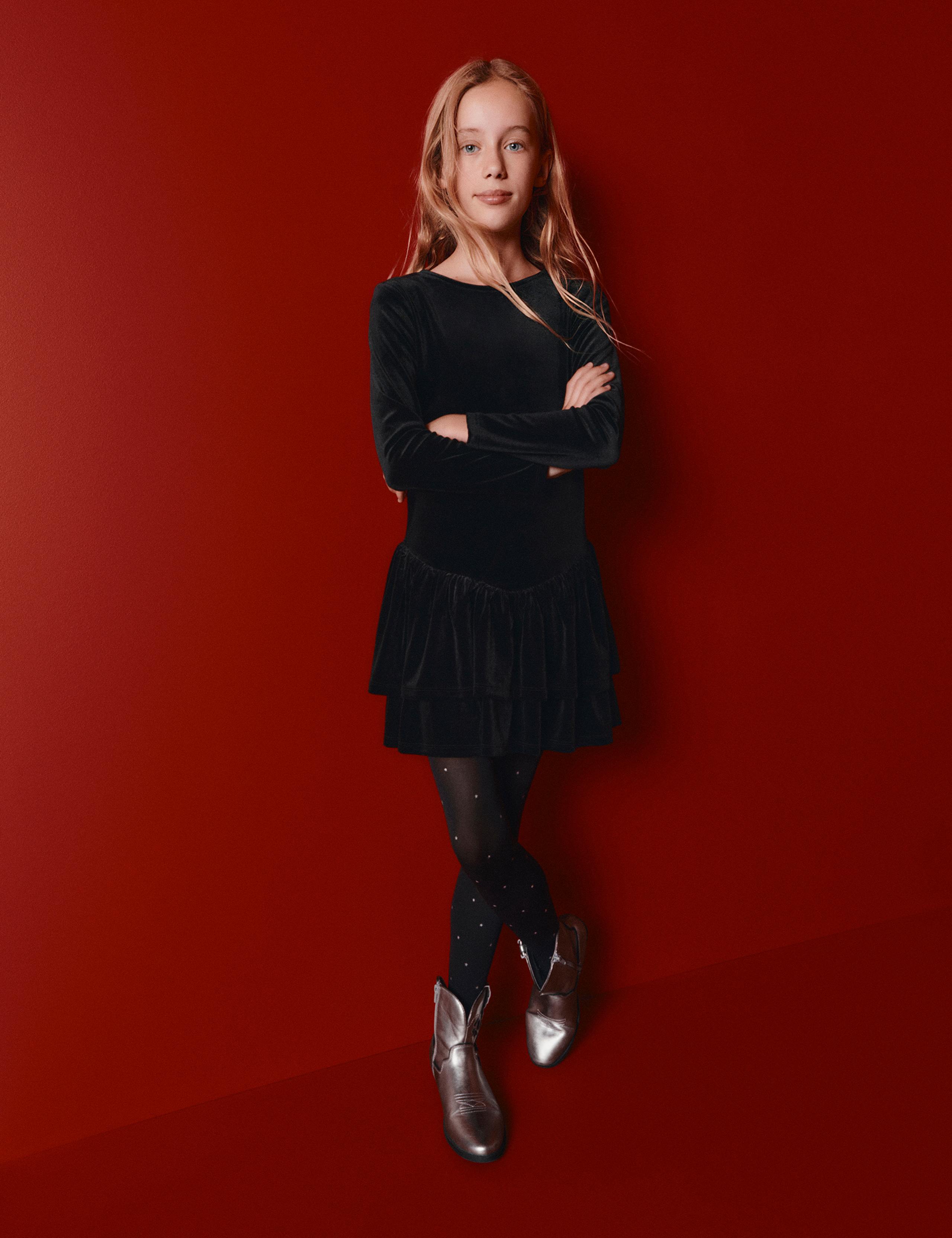 Velvet Dropwaist Dress (6-16 Yrs)