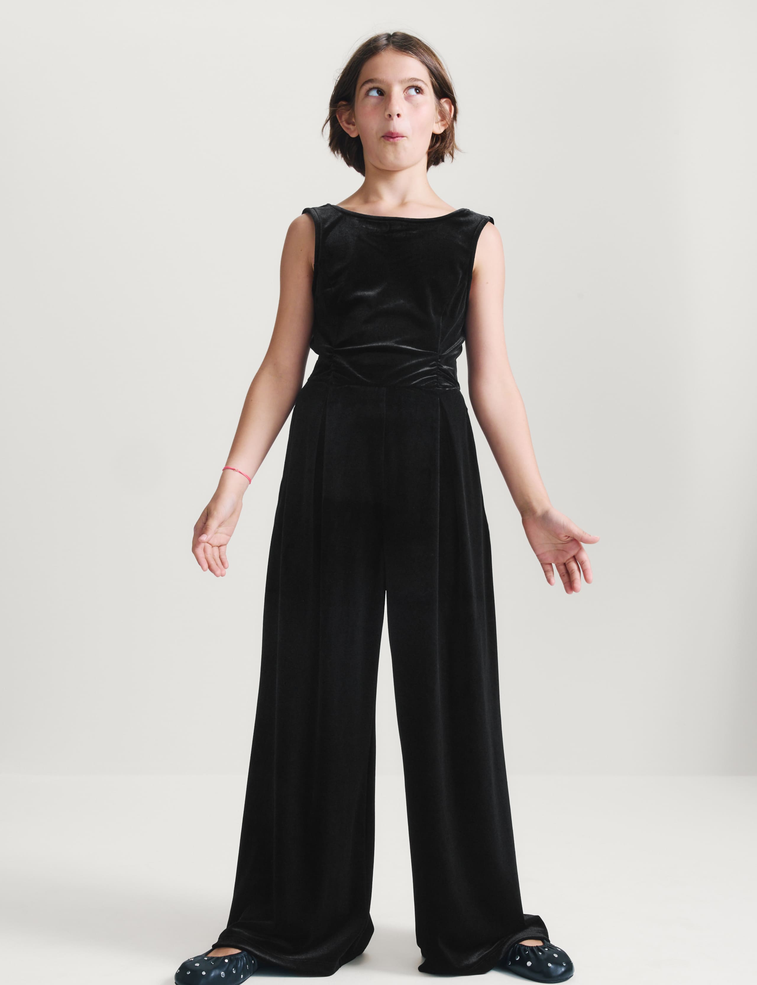 Velvet Wide Leg Pull On Jumpsuit