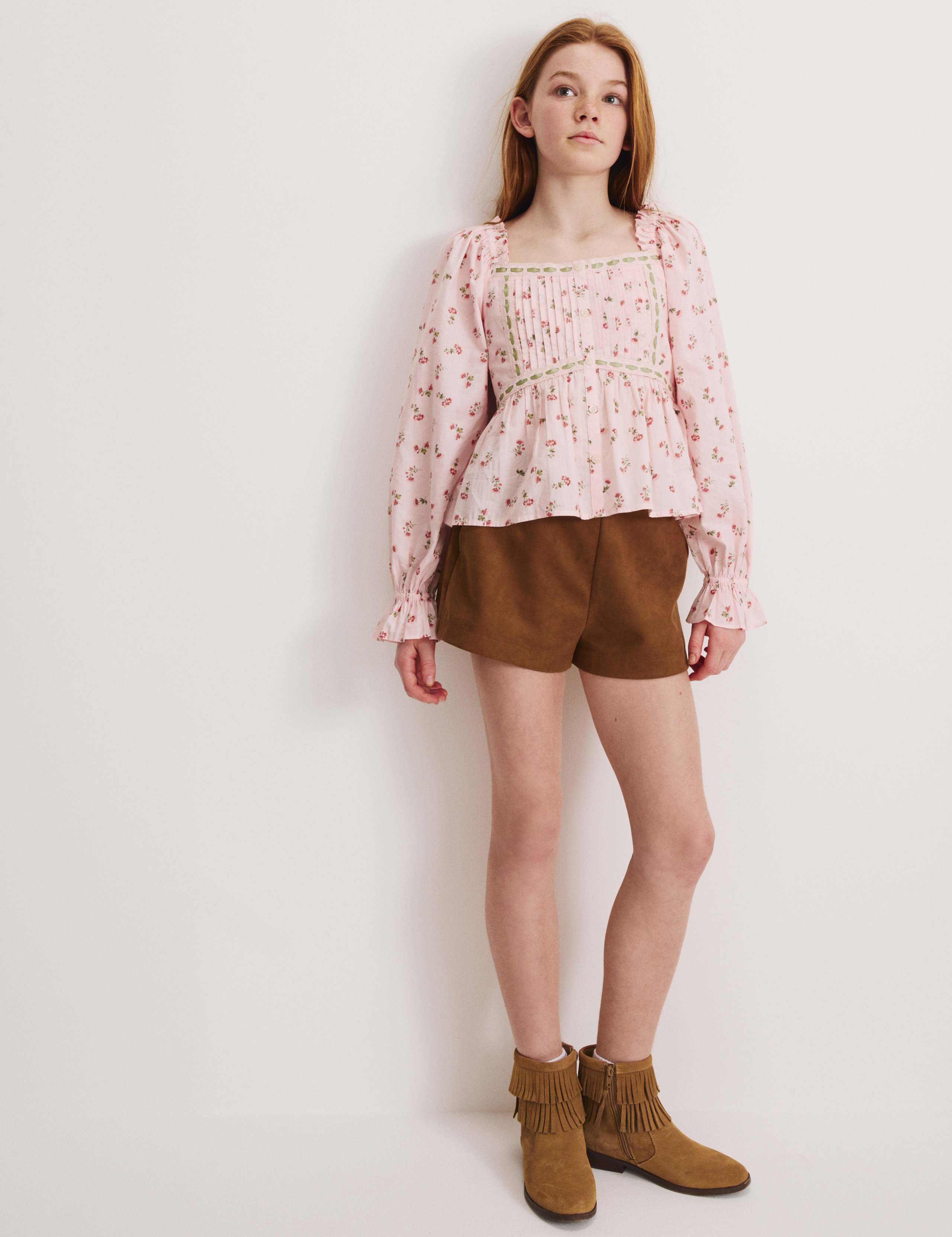 Pure Cotton Ditsy Floral Top (6-16 Yrs)