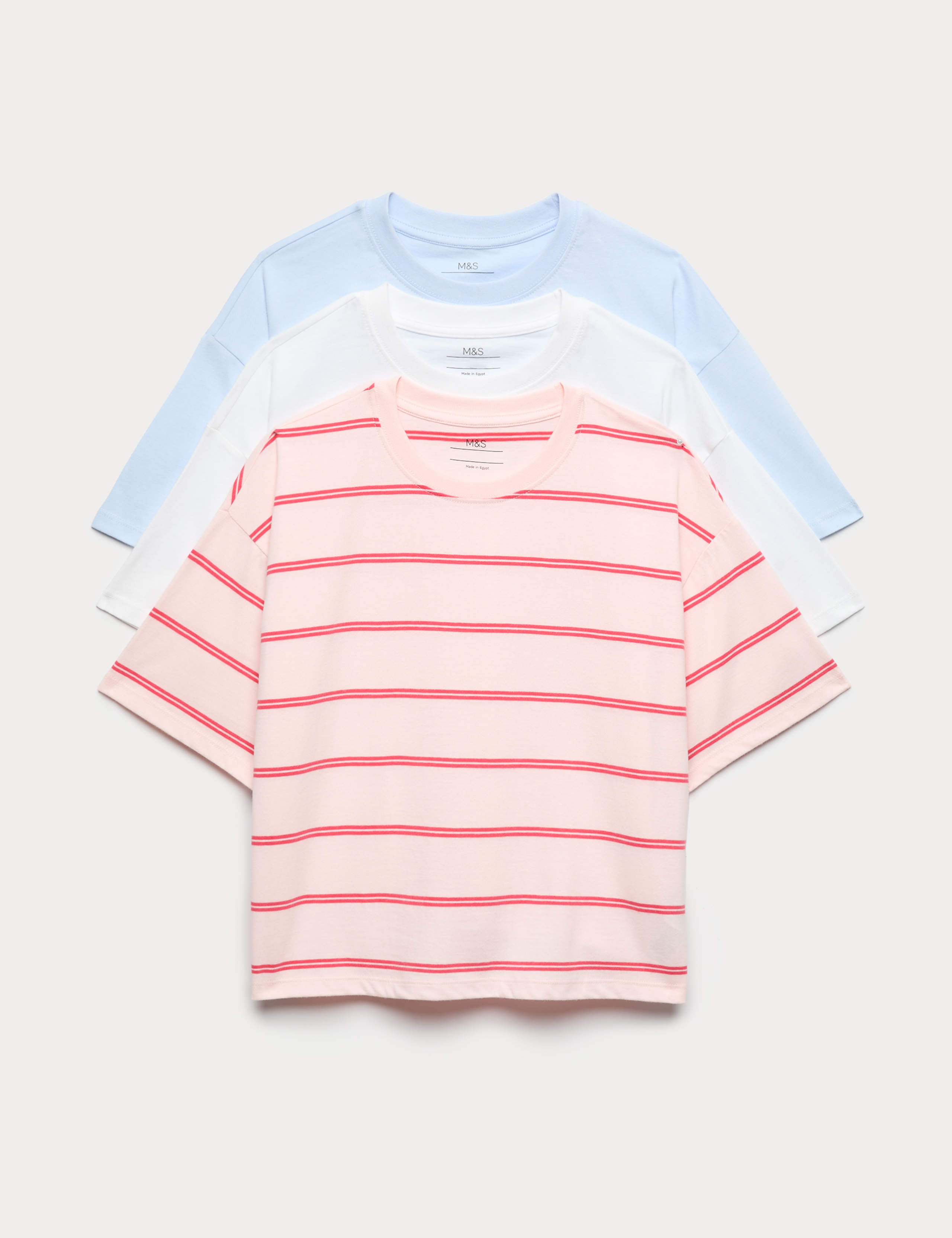 3 Pack Pure Cotton Boxy T-Shirts (6-16 Yrs)