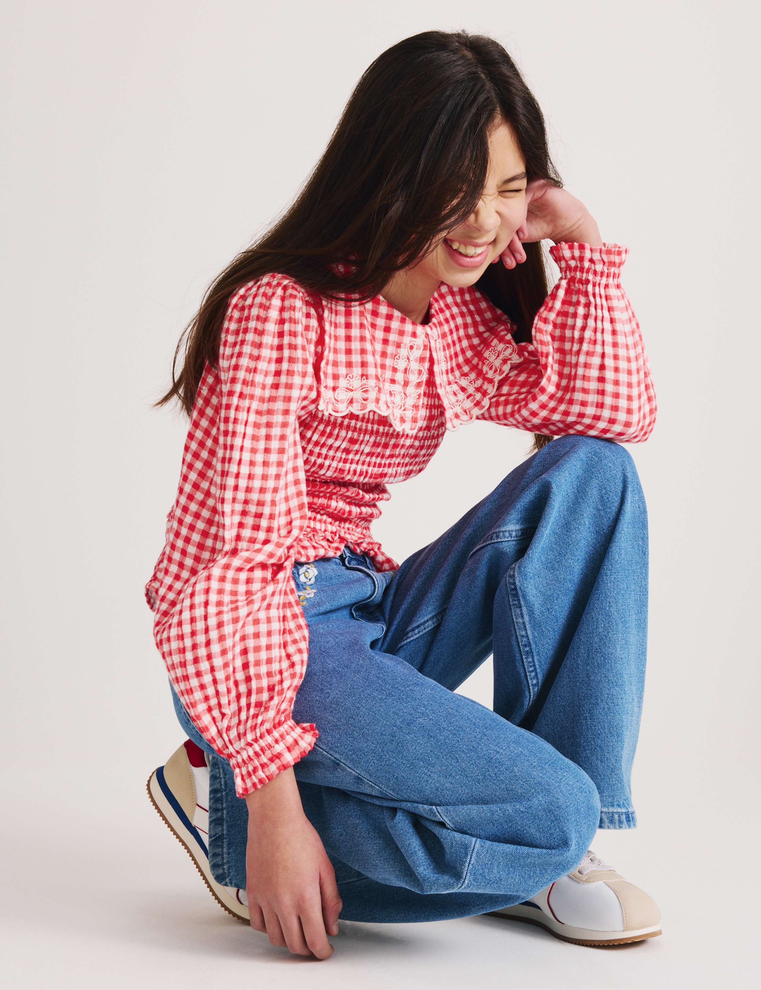 Pure Cotton Gingham Blouse (6-16 Yrs)