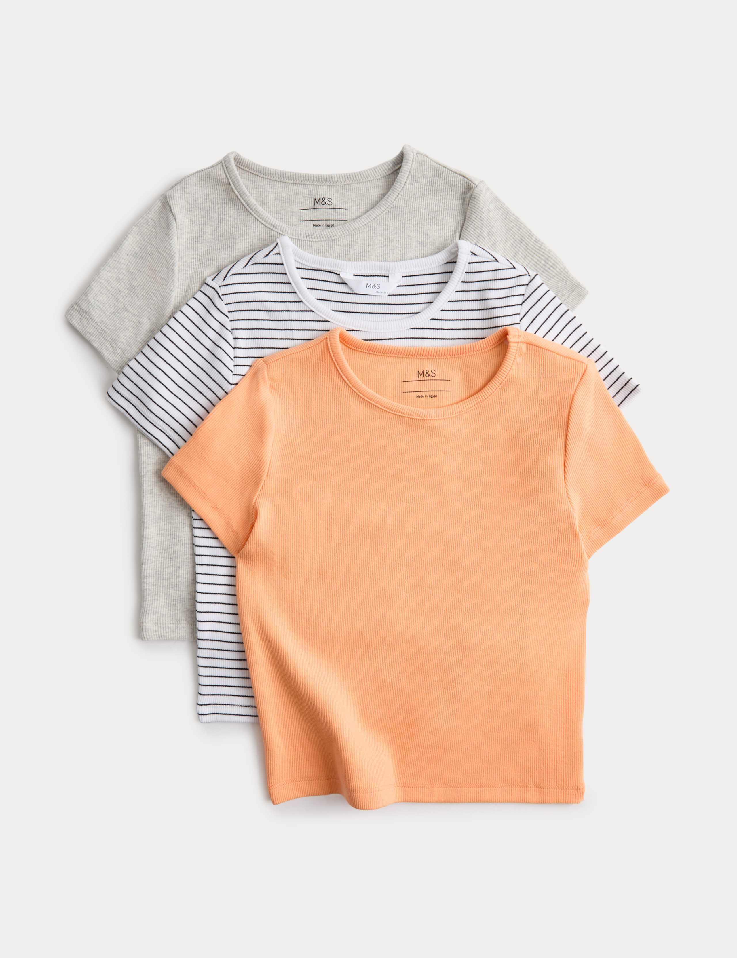 3pk Cotton Rich Fitted Crop T-Shirt (6-16 Yrs)