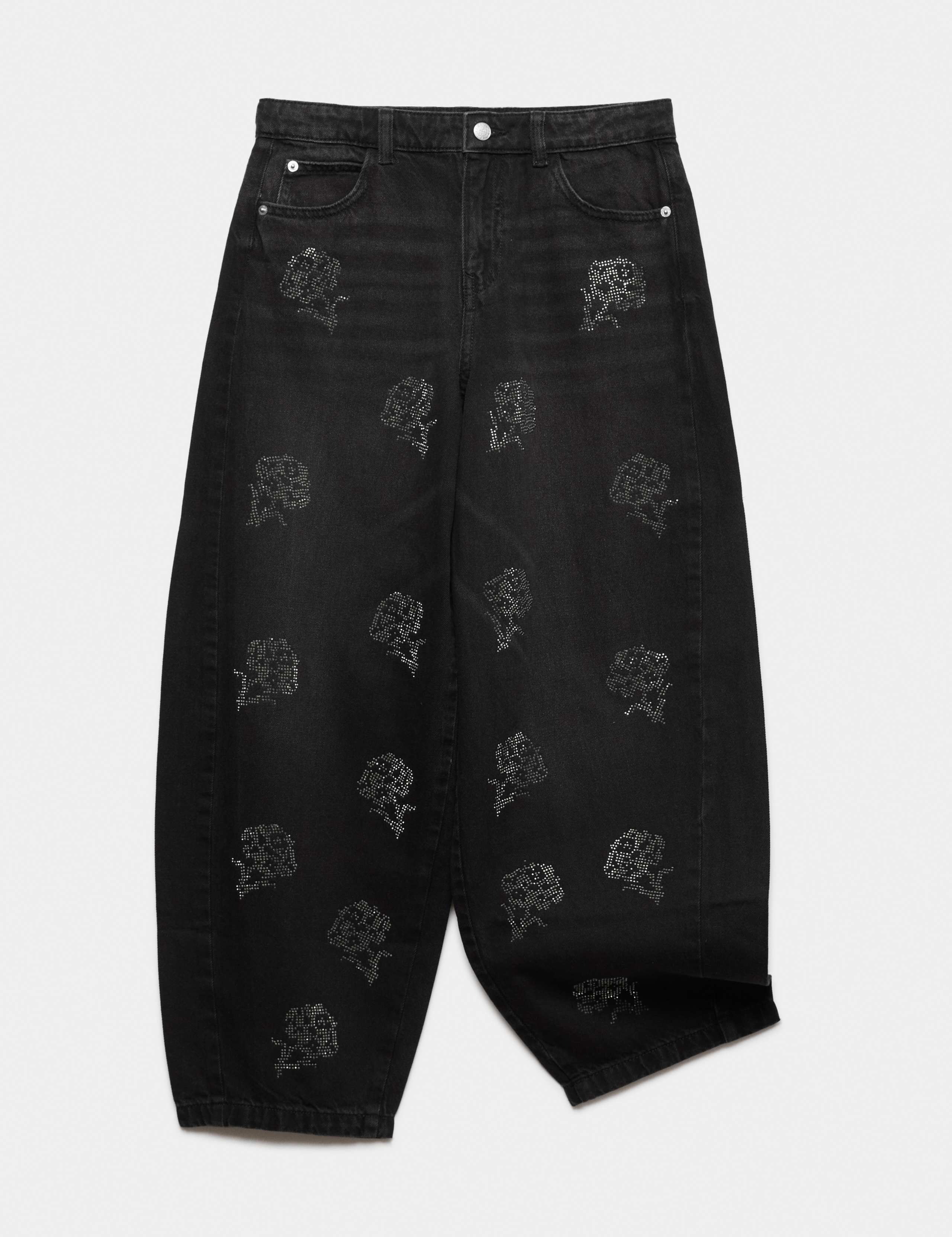 Denim Diamanté Rose Barrel Leg Jeans (6-16 Yrs)