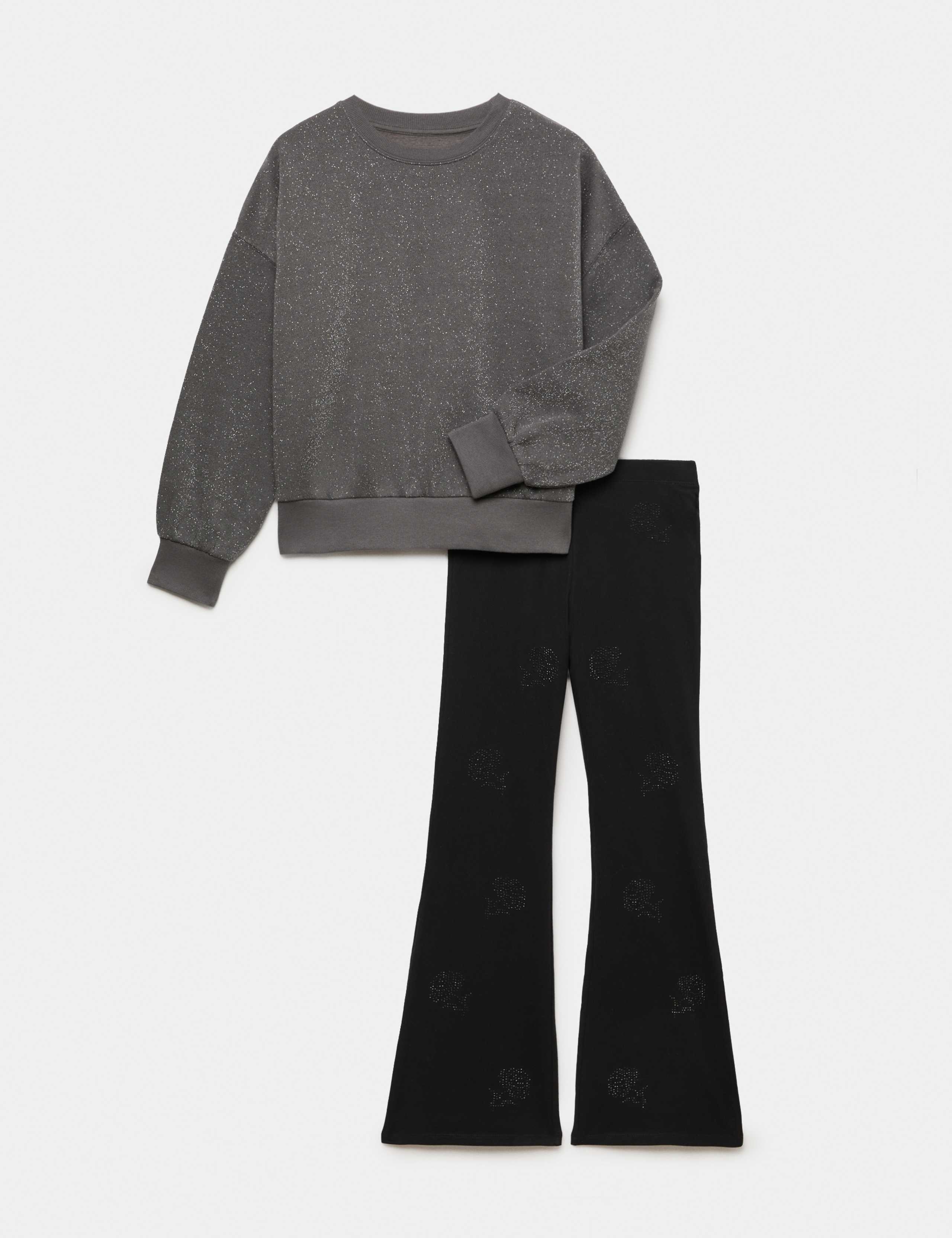 2 Piece Cotton Rich Sweatshirt & Rose Kickflares Set (6-16 Yrs)