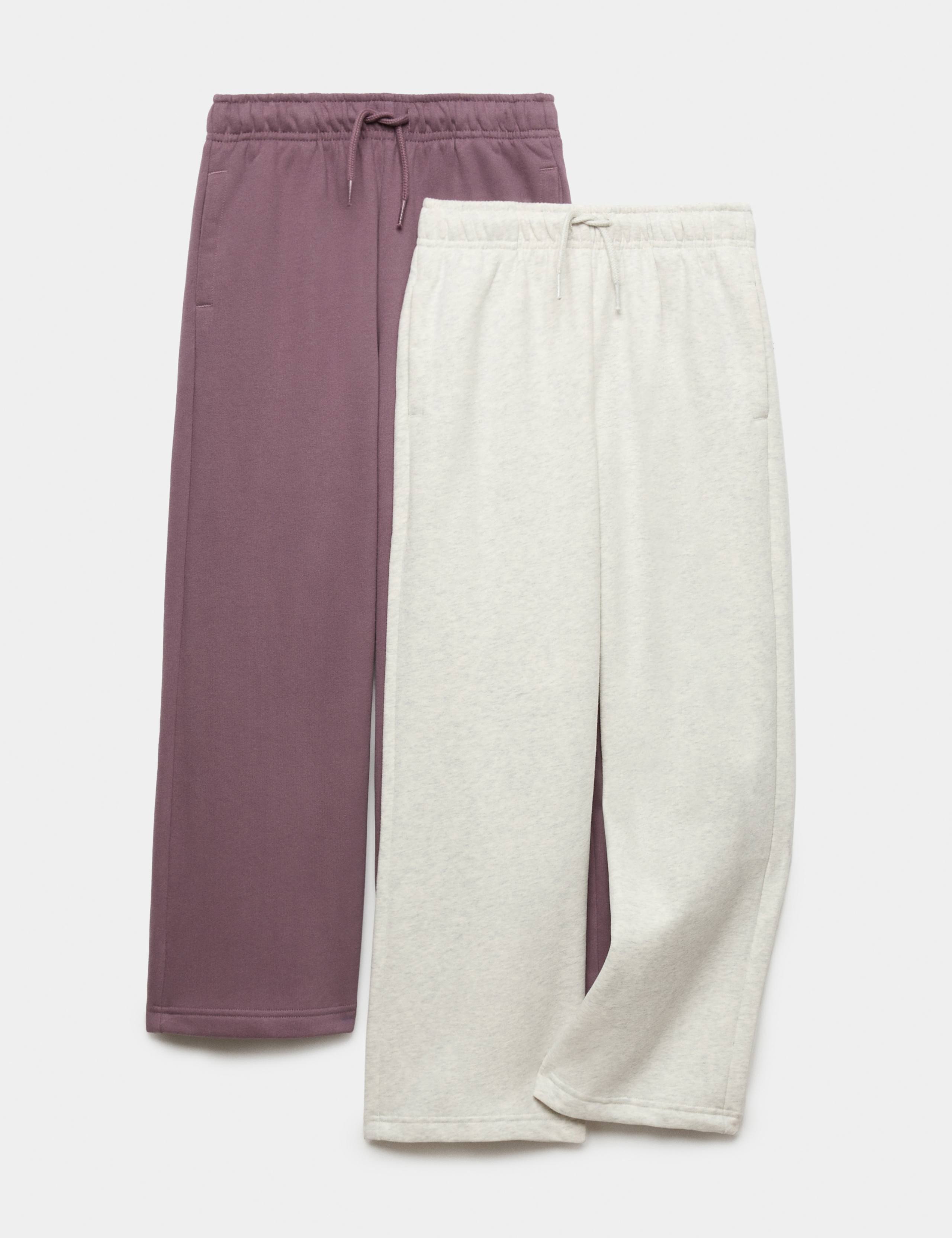 2 Pack Cotton Rich Wide Leg Joggers (6-16 Yrs)
