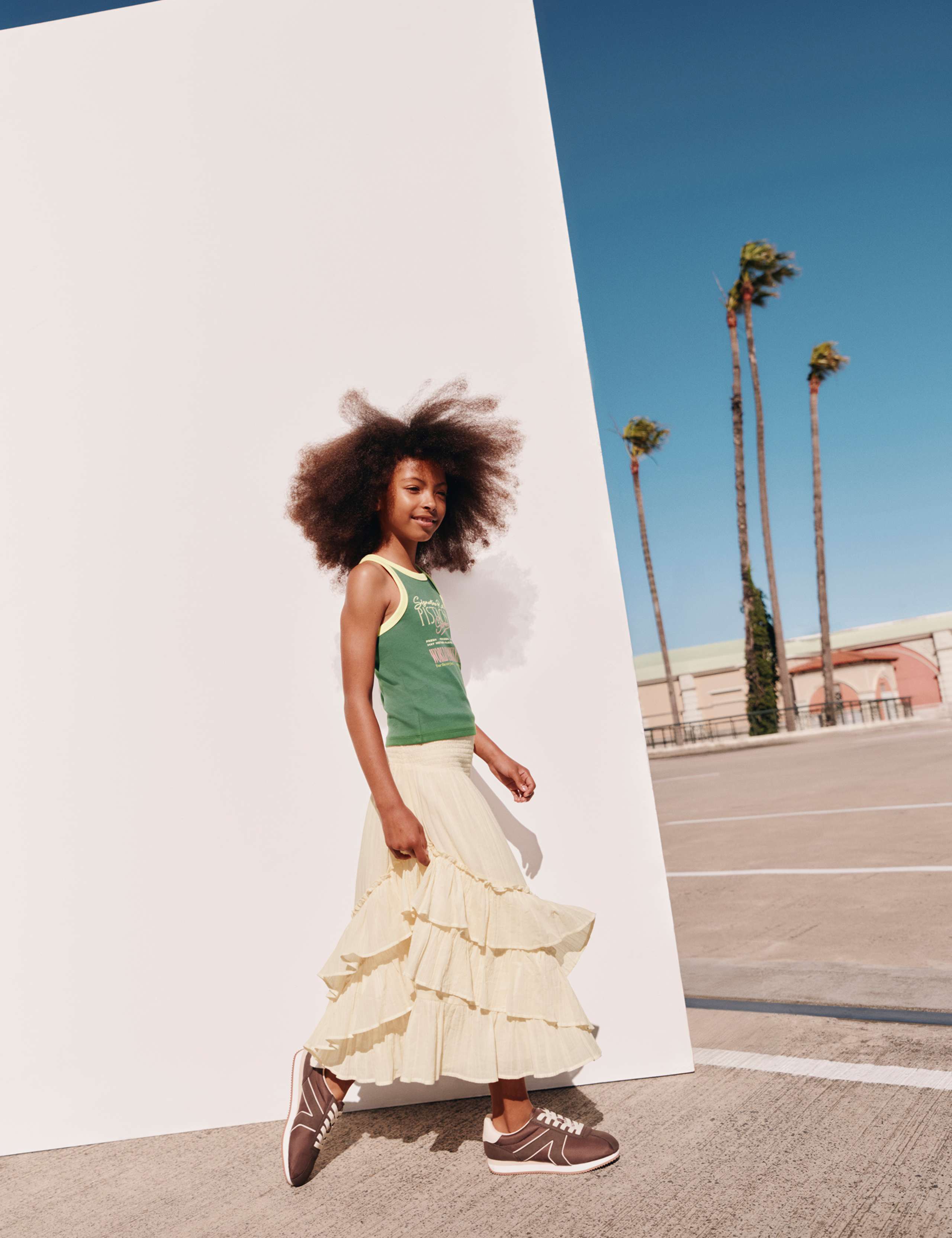 Pure Cotton Tiered Ruffle Maxi Skirt (6-16 Yrs)