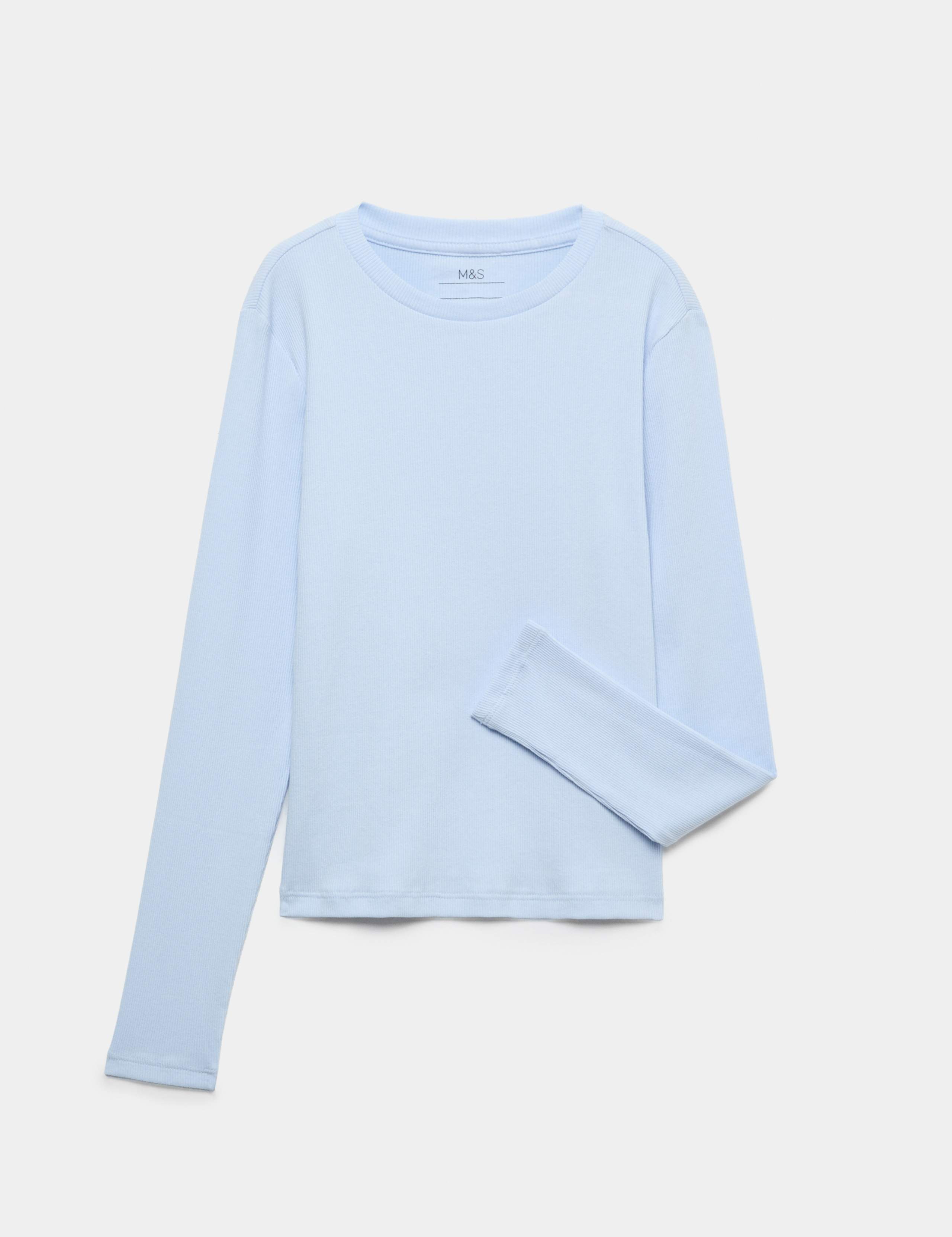 Cotton Rich Ribbed Long Sleeve Top