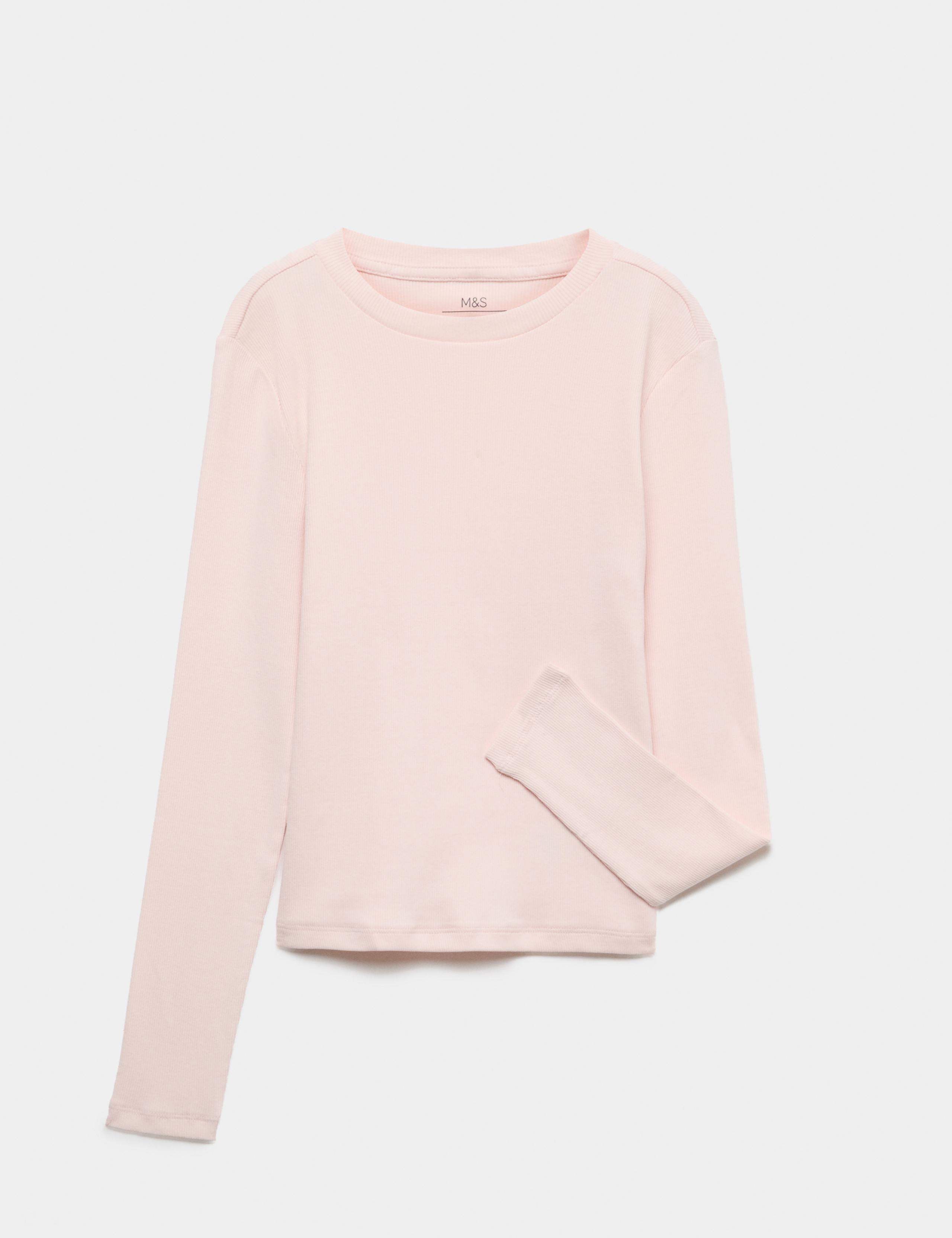 Cotton Rich Ribbed Long Sleeve Top
