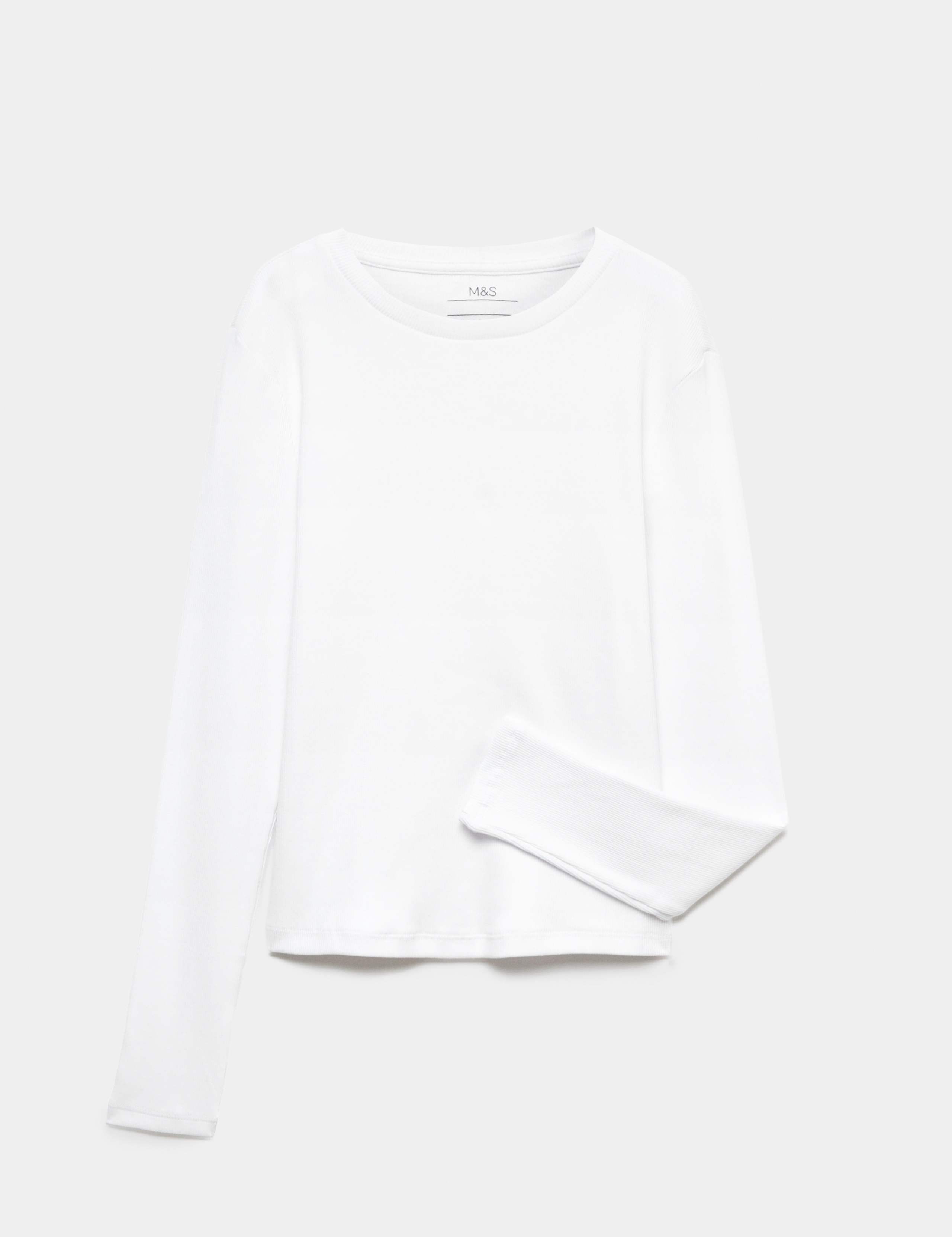 Cotton Rich Ribbed Long Sleeve Top