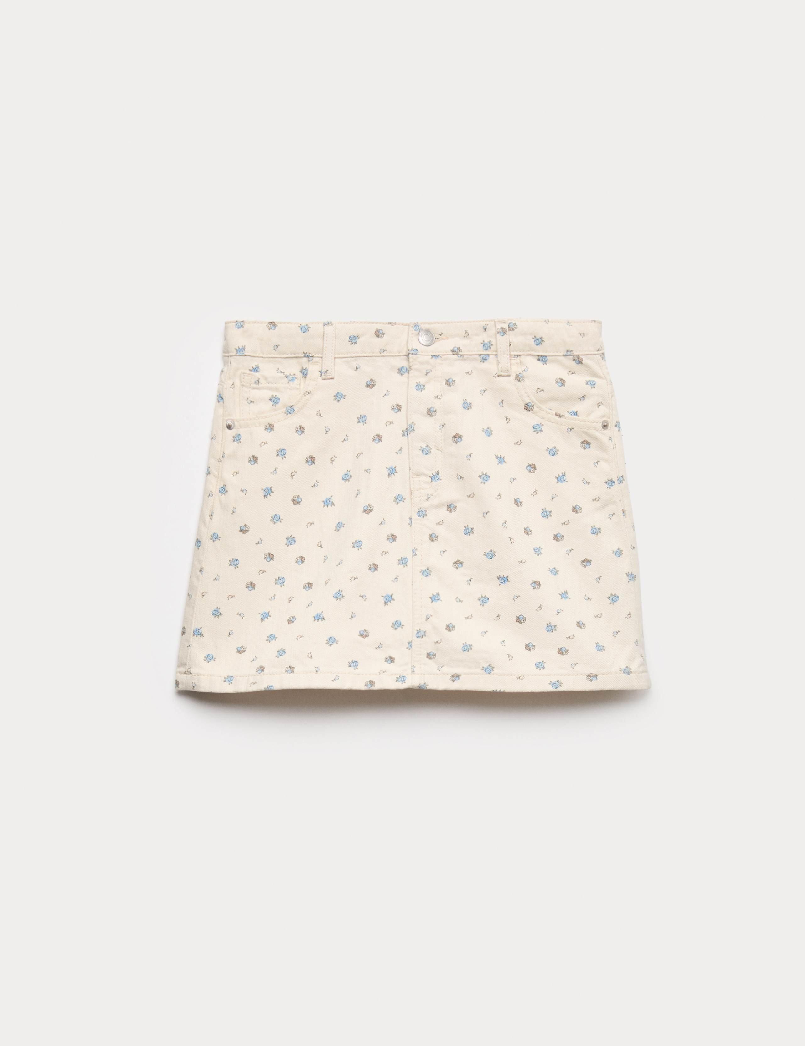 Pure Cotton Denim Ditsy Floral Skirt (2-16 Yrs)