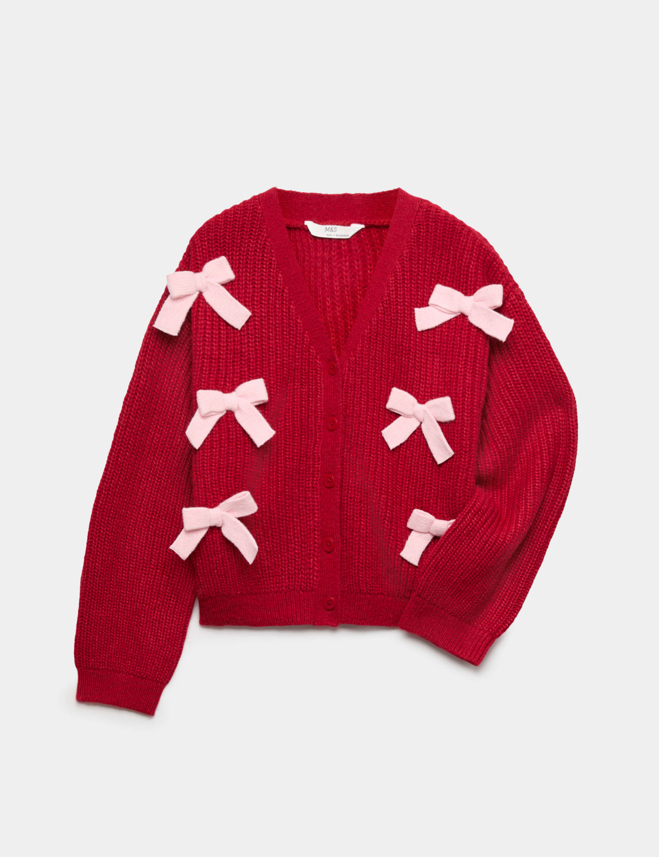 Bow Applique V Neck Cardigan