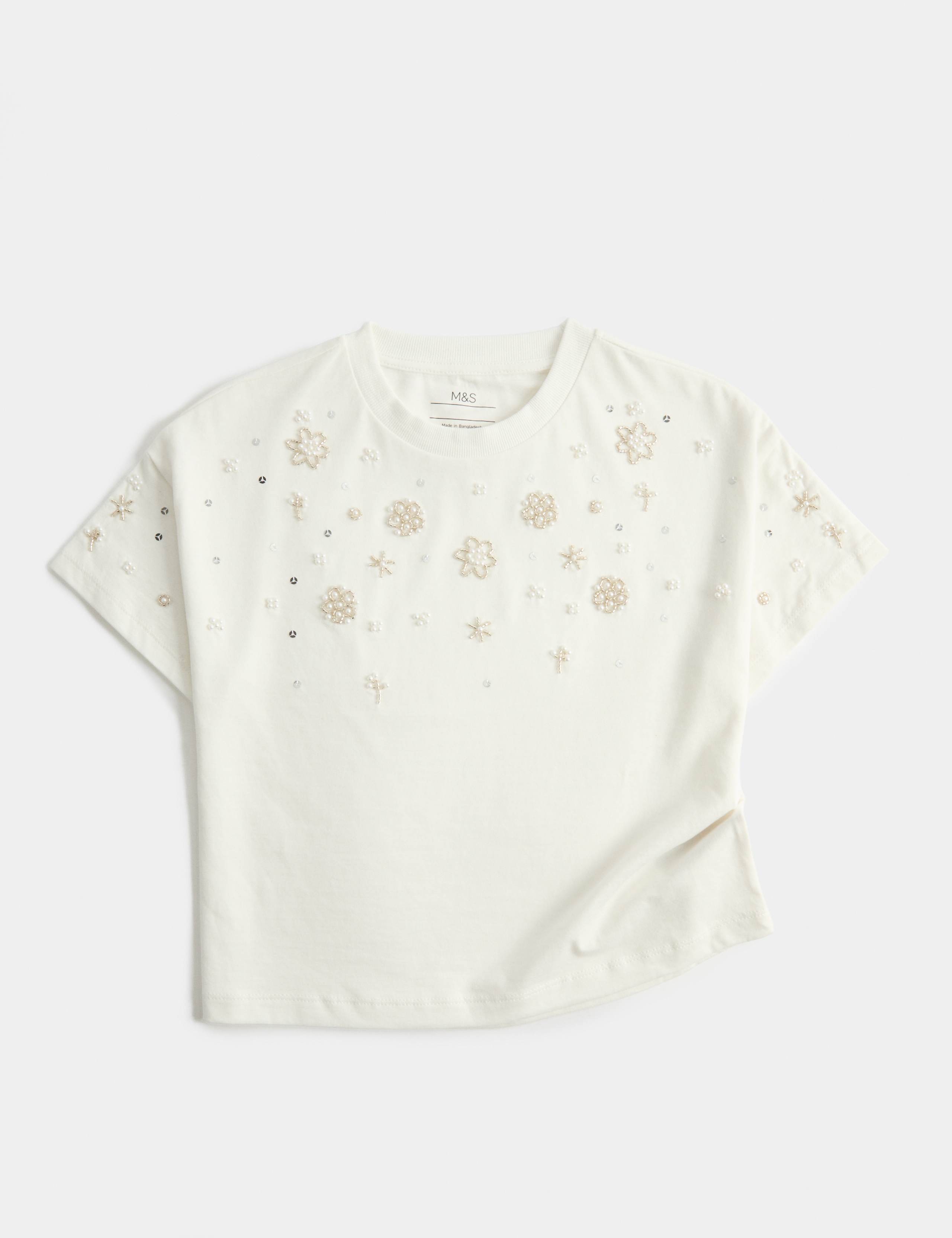 Pure Cotton Sequin T-Shirt