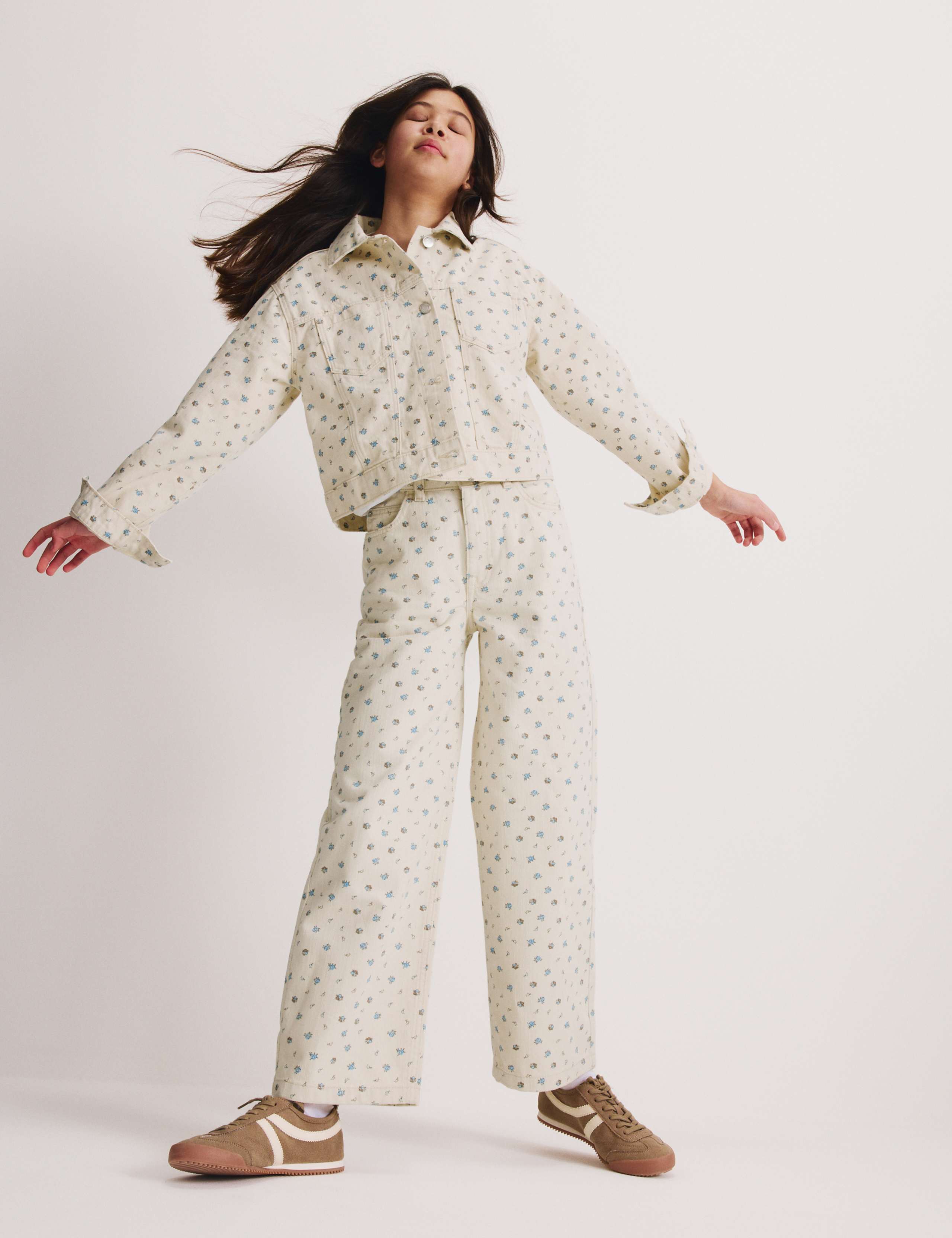 Pure Cotton Denim Ditsy Floral Jacket (2-16 Yrs)