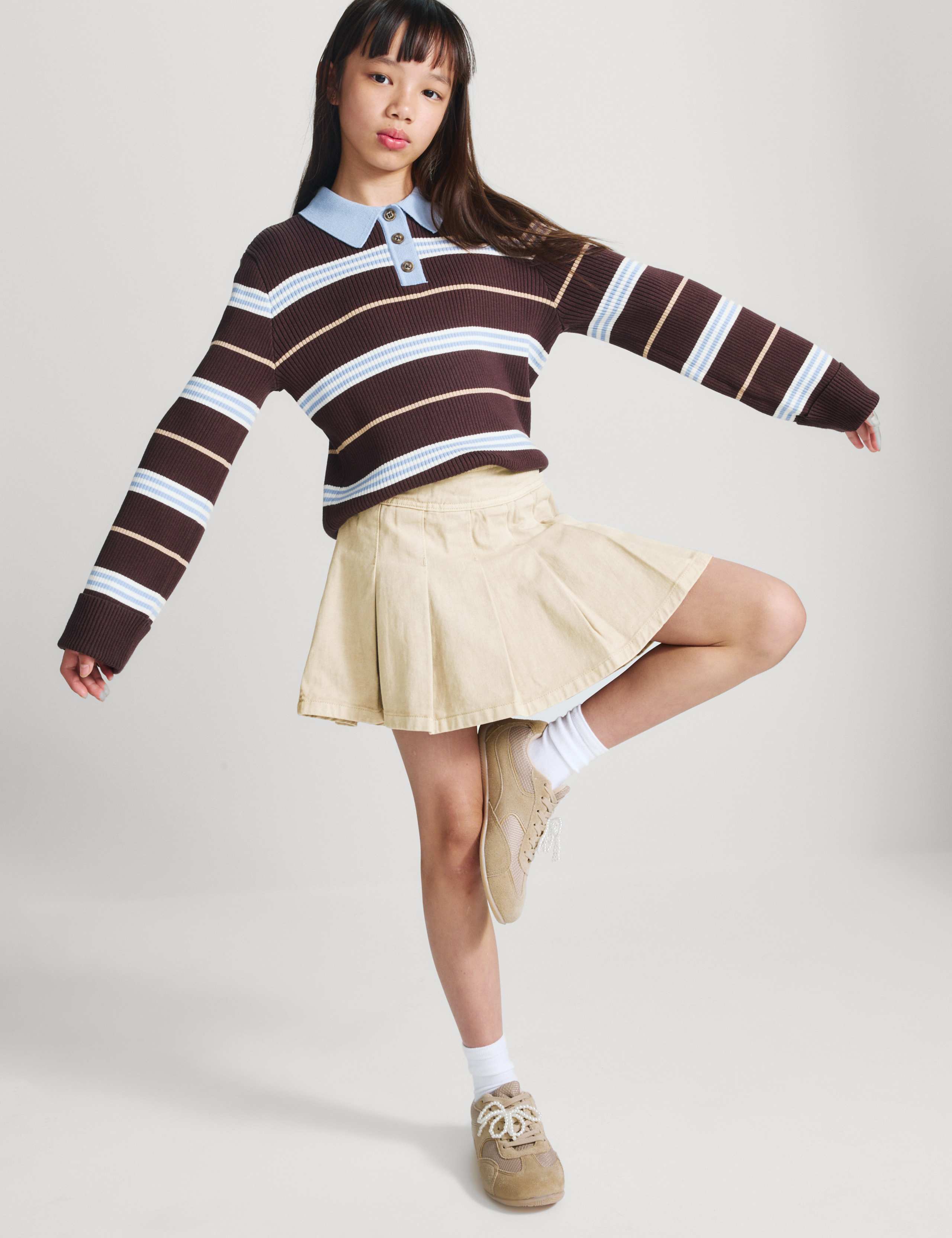 Pure Cotton Pleated Mini Skirt (6-16 Yrs)